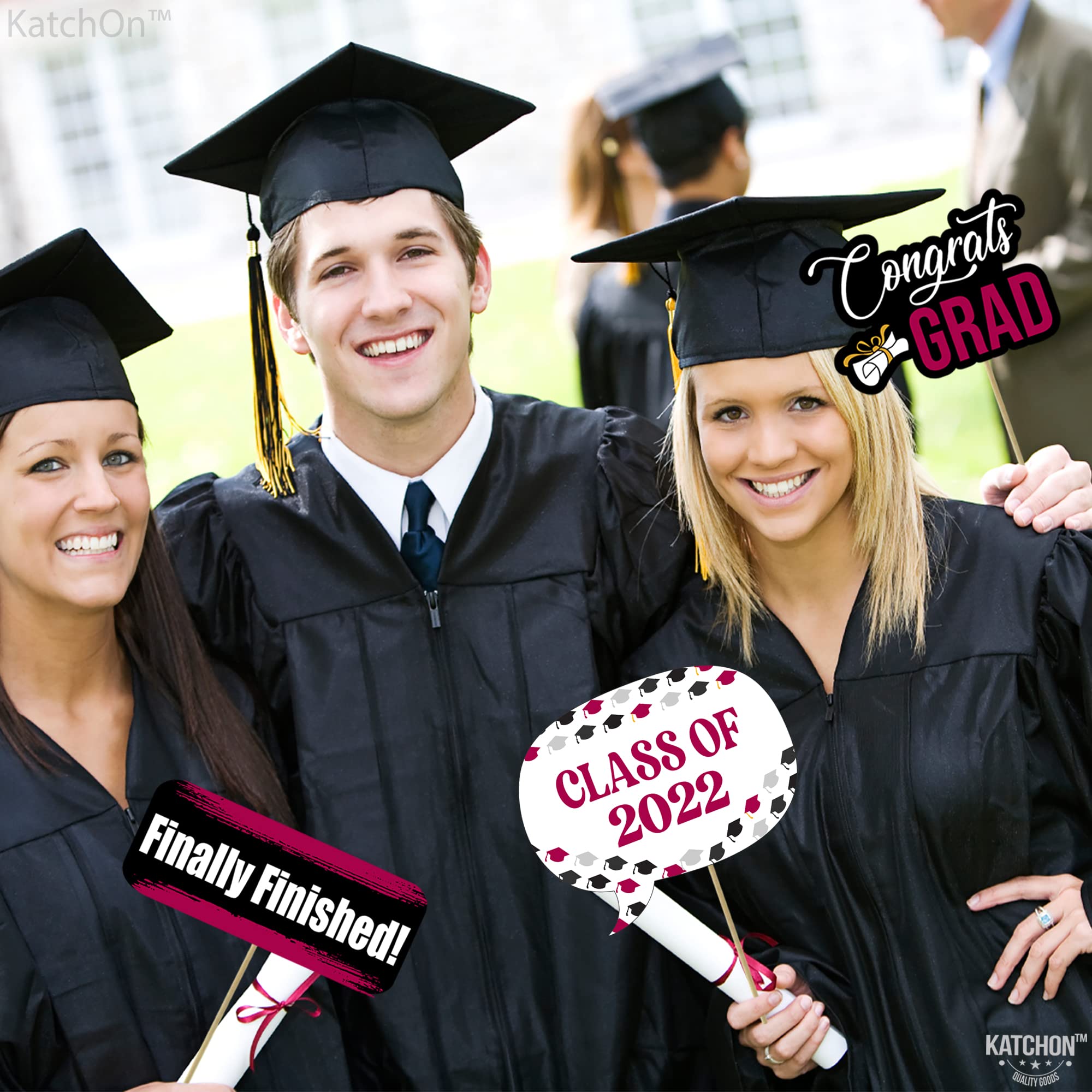 2022 Burgundy Graduation Photo Booth Props & Maroon Party Decorations - DIY Graduation Photo Shoot Backdrop & Party Supplies for Graduation Ceremony, Senior Year Celebration & School Events