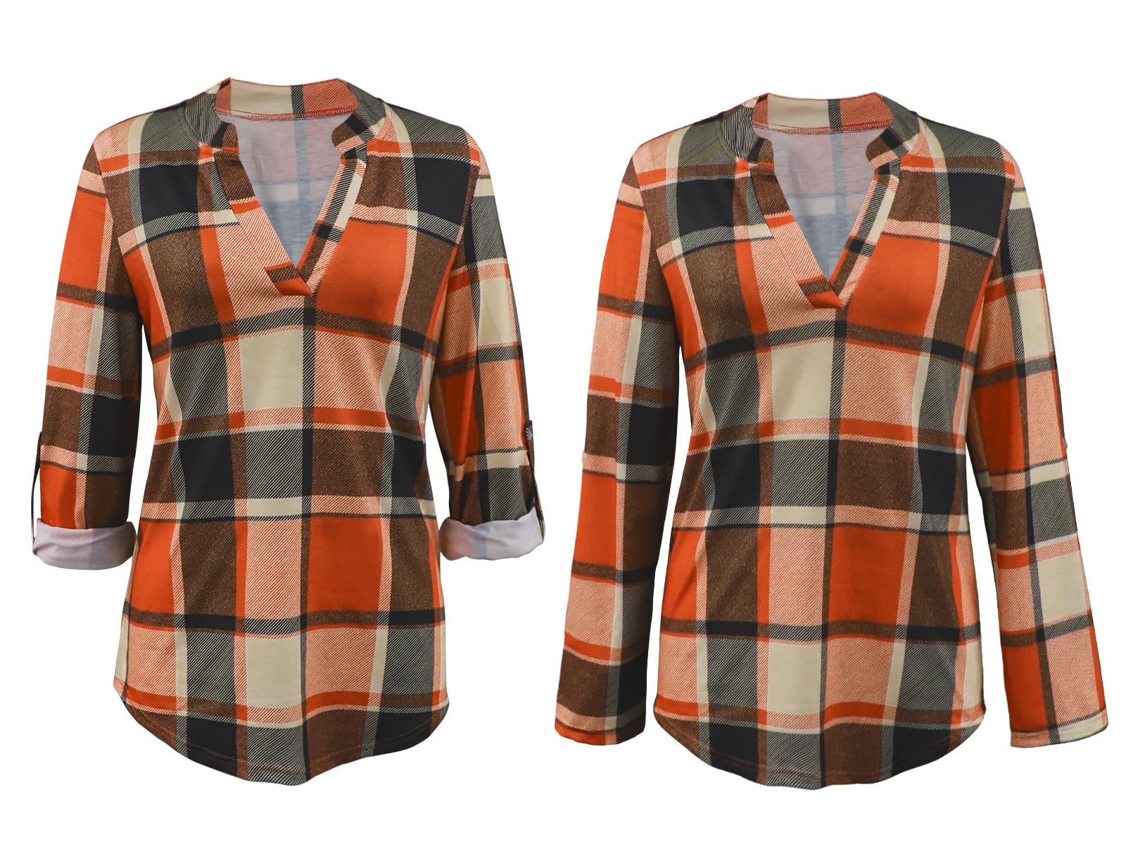 Zyyfly Women's Plaid Shirts - Dressy Cuffed Long Sleeve Tops for Casual & Work | Office Wear, Date Night & Everyday Outfits