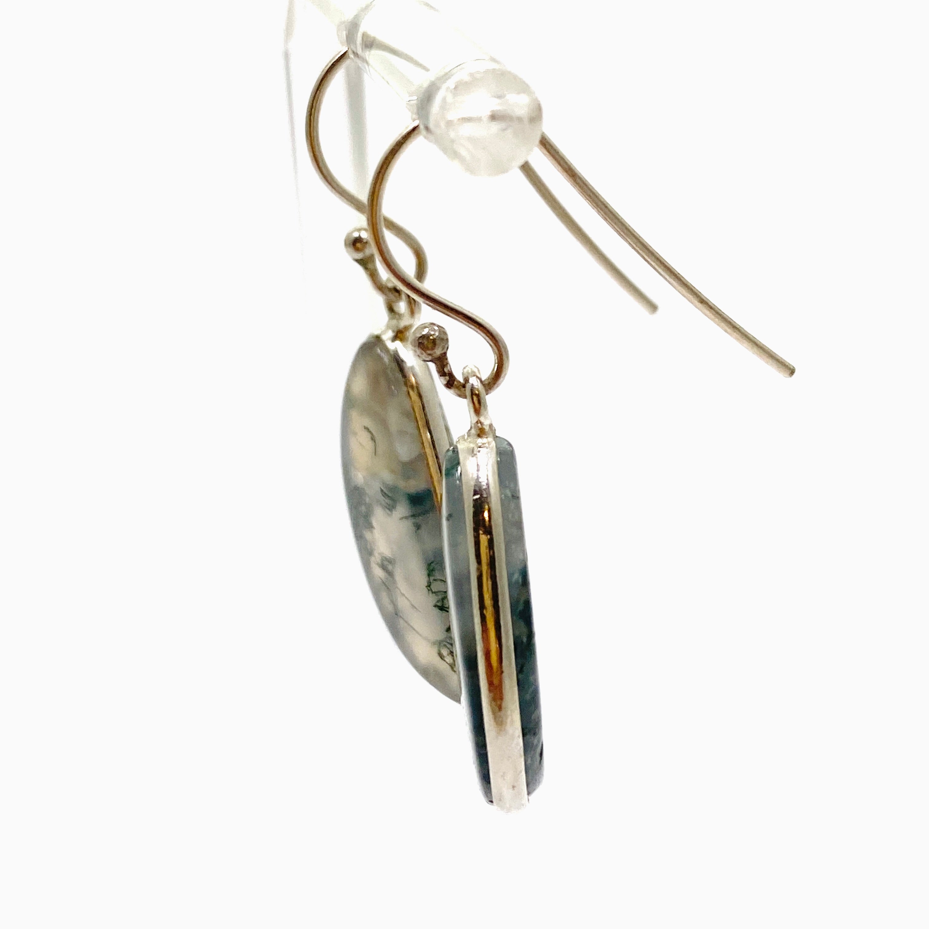 Natural Moss Agate Freeform Cabochon Earrings - Handmade Dangle Earrings for Women - Perfect for Boho Style, Wedding & Everyday Wear - KEGJ1544
