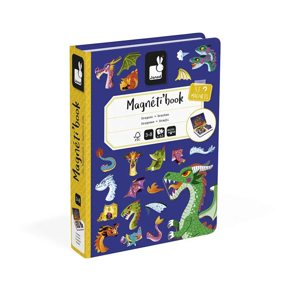 Janod Magnetibook Dragons - Magnetic Storytelling Toy for Kids, Creative Play & Learning Activity, Perfect for Travel & Home Playtime