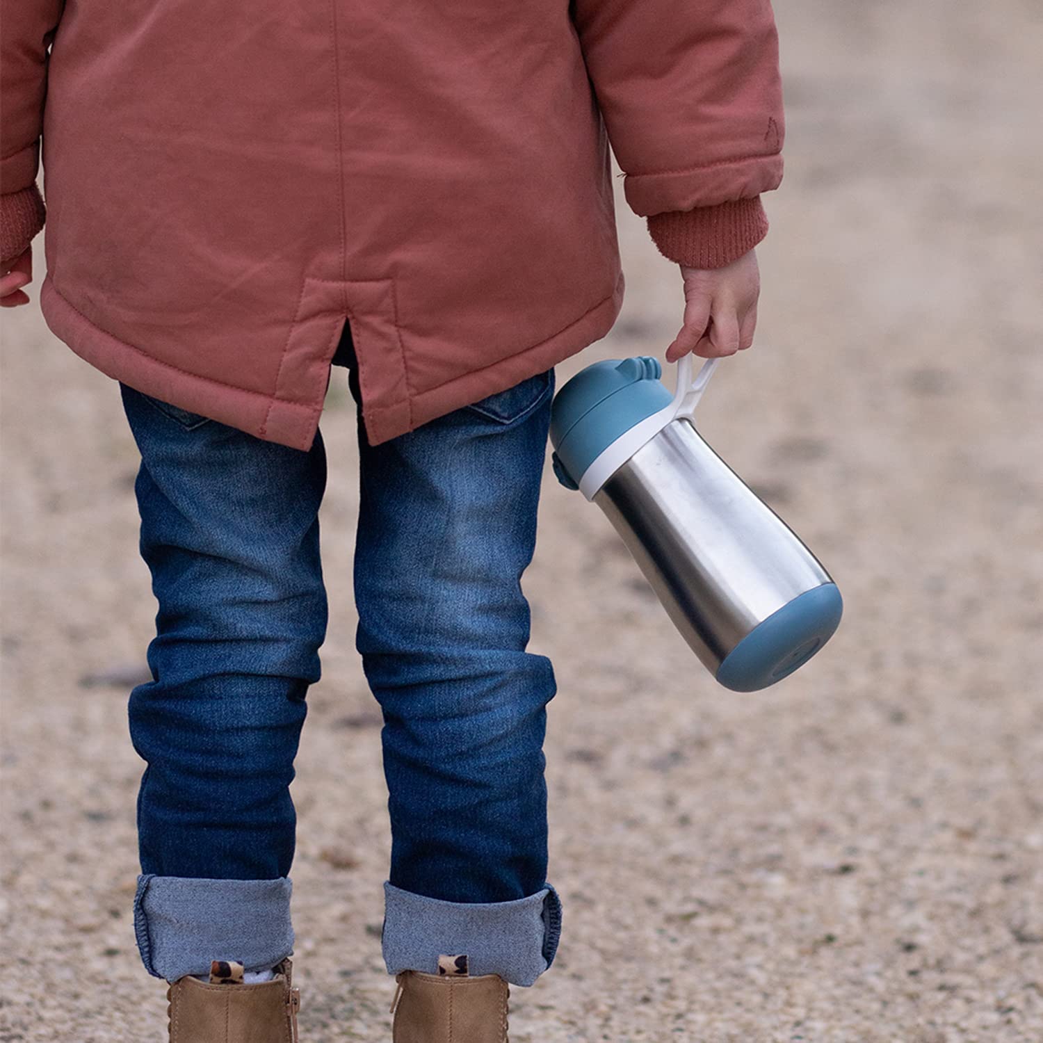 BEABA Stainless Steel Kids Water Bottle - Leakproof Thermos for Toddlers, Travel & School