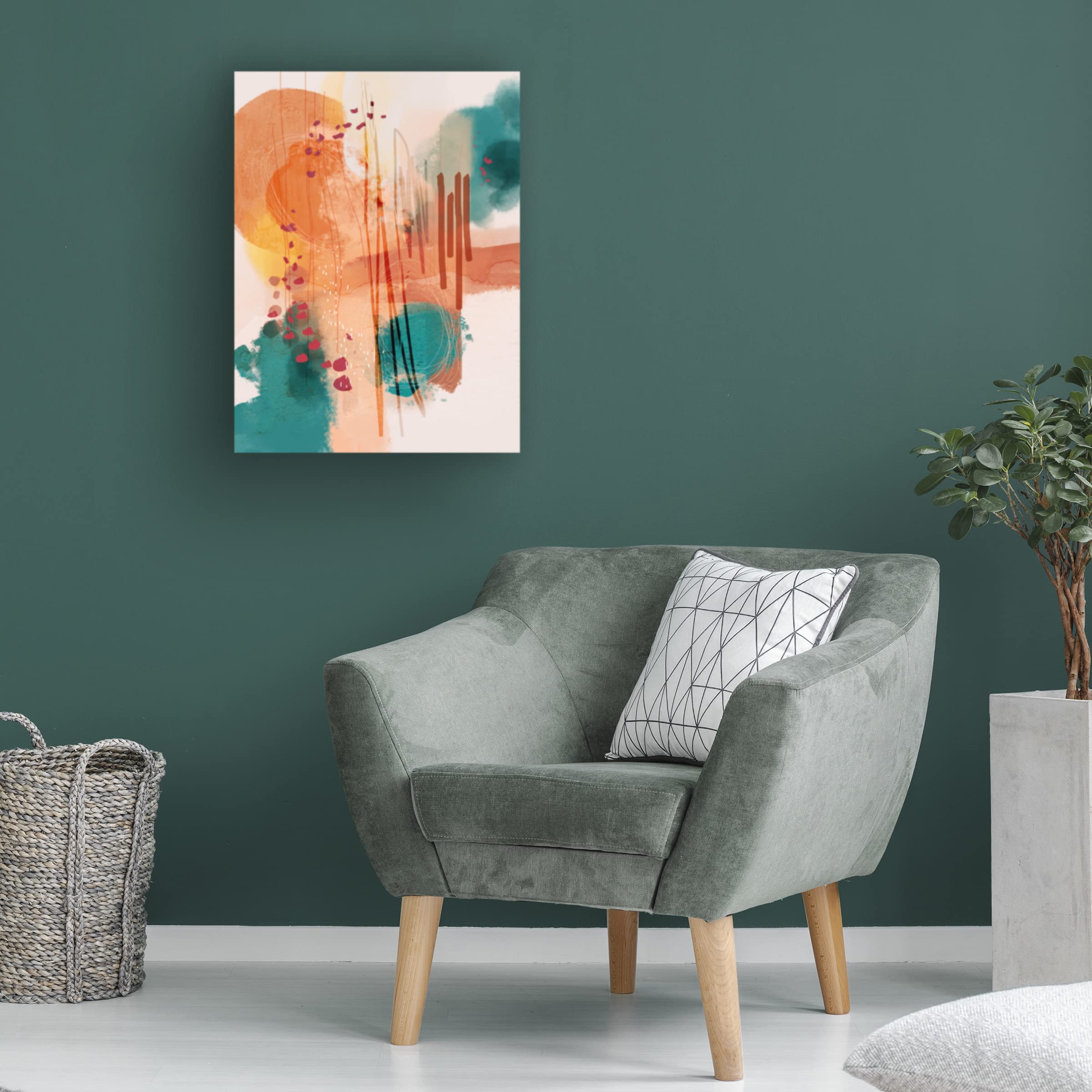 Trademark Fine Art 'Sunset Moon 1' Canvas Wall Art Print by Ishita Banerjee - Modern Abstract Painting for Living Room & Bedroom Decor