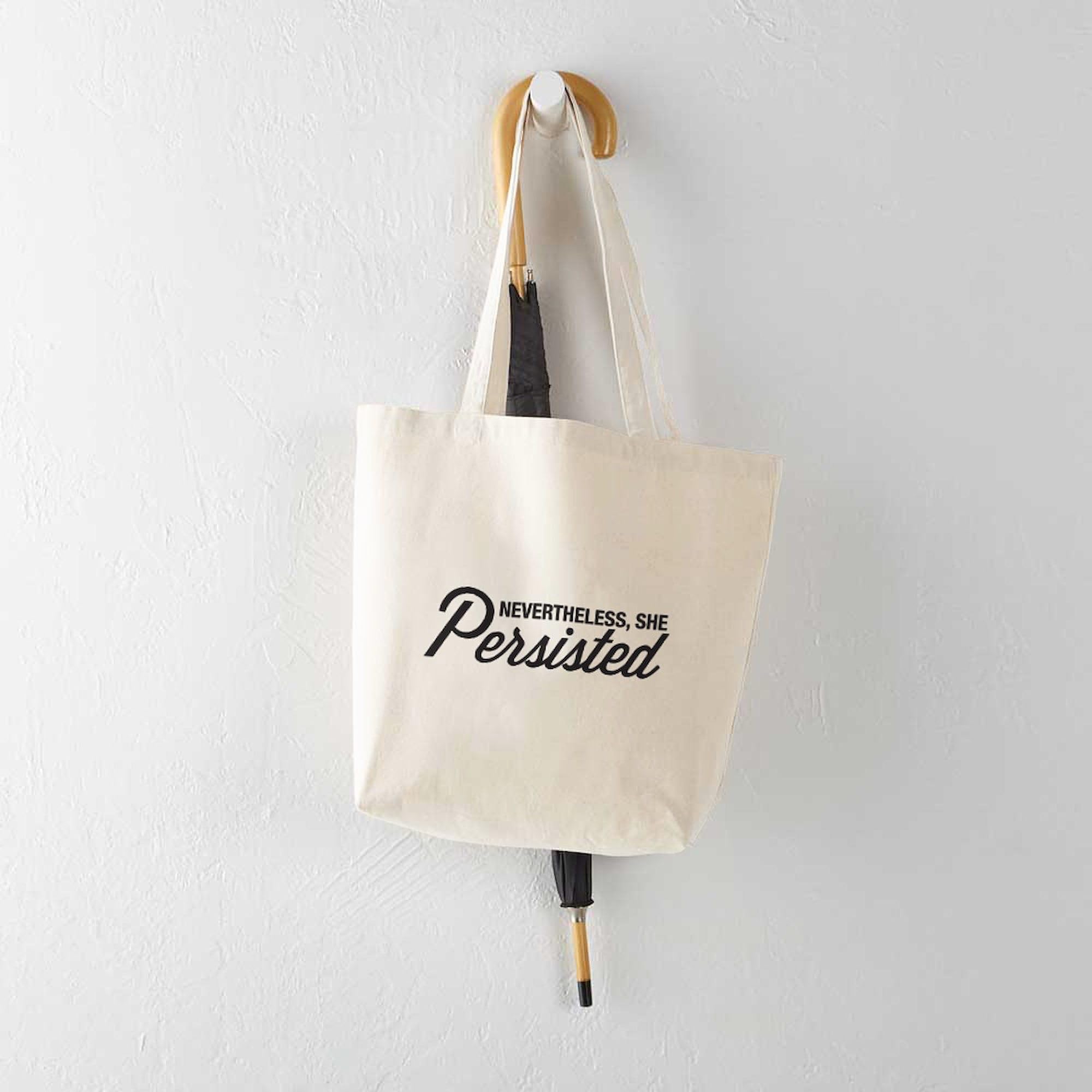 Nevertheless She Persisted Tote Bag - Natural Canvas Reusable Shopping Bag for Women - Eco-Friendly Grocery Tote for Work, Gym & Daily Errands
