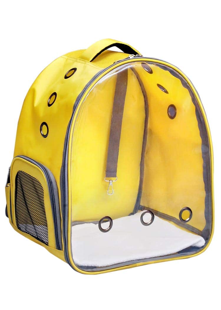 PSK PET MART Airline Approved Pet Carrier Backpack - 17×13×11 Inch Transparent Cat & Small Dog Travel Carrier with Breathable Ventilation - Perfect for Air Travel, Vet Visits & Outdoor Adventures (Yellow)