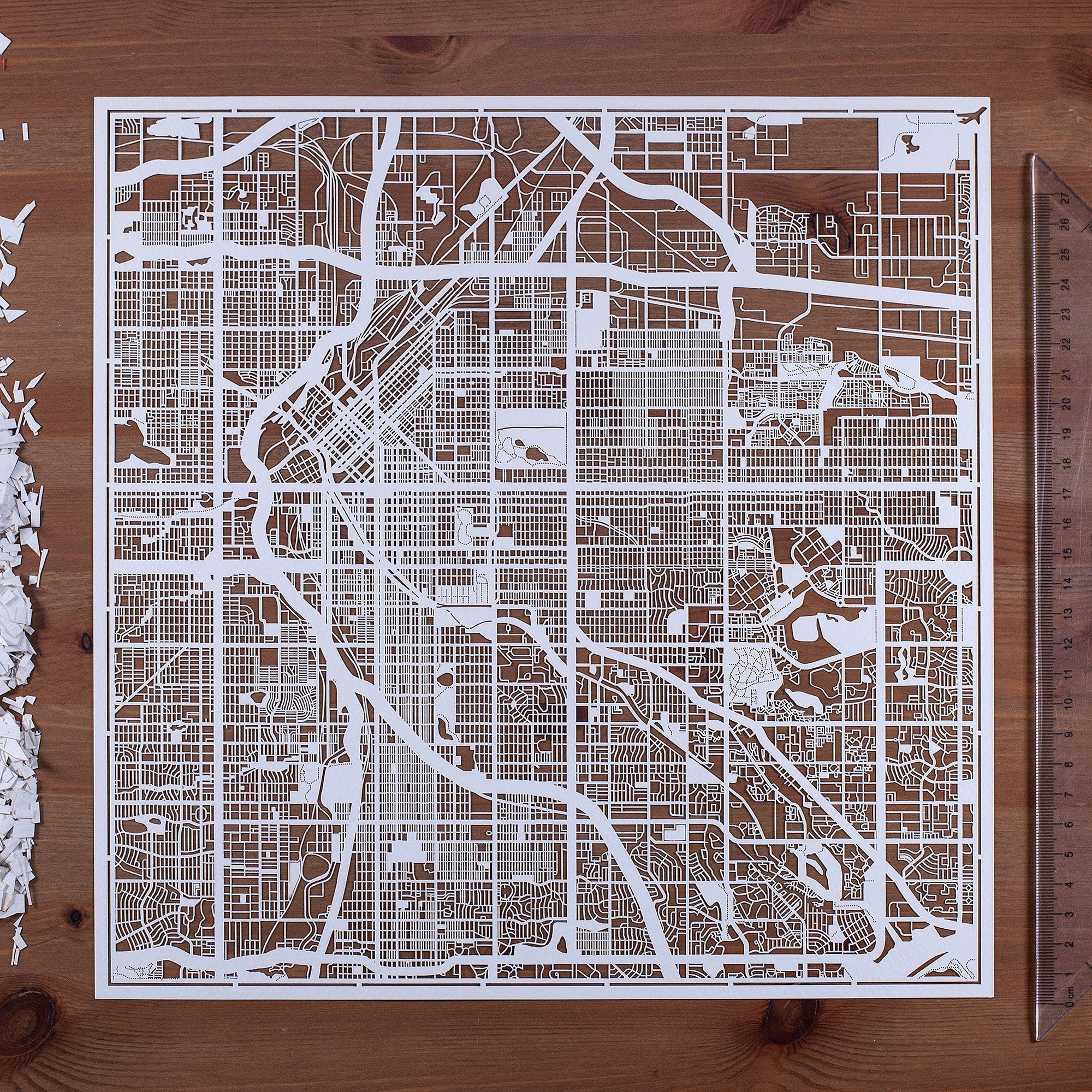 Denver Paper Cut Map - White 12×12 Inches by O3 Design Studio | Handcrafted Paper Art Wall Decor for Home & Office | Perfect Gift for Travel Lovers & Map Enthusiasts