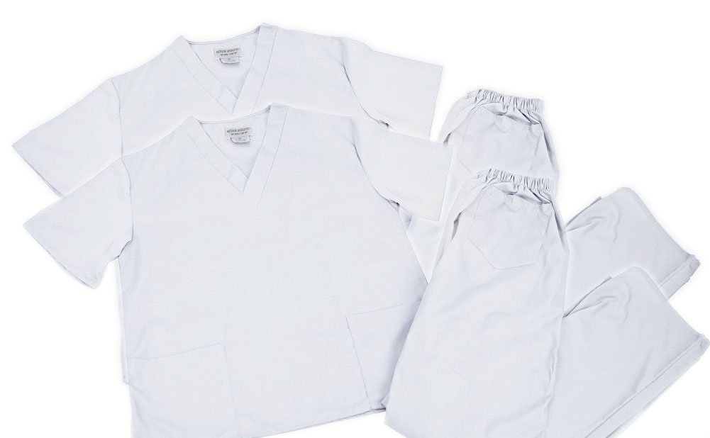 Women's Medical Scrub Set - 2-Pack White XL Top & Pants for Nurses, Doctors & Healthcare Professionals | Comfortable Work Uniform for Hospital, Clinic & Dental Office