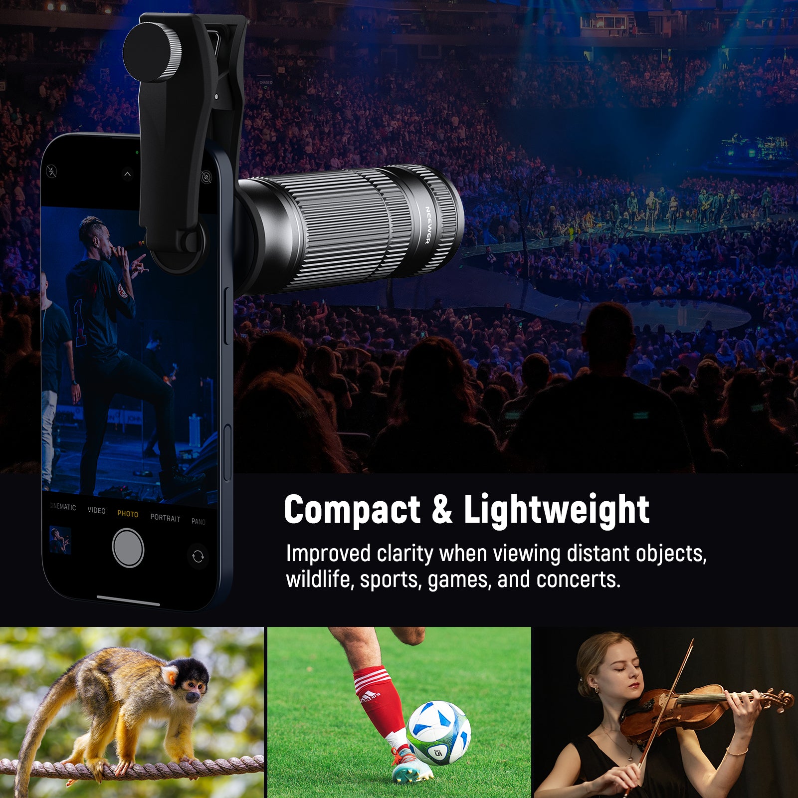 NEEWER LS 36 PRO 7X Telephoto Lens with 17mm Thread - Universal Phone Lens Clip for iPhone Samsung - Perfect for Travel, Wildlife & Sports Photography