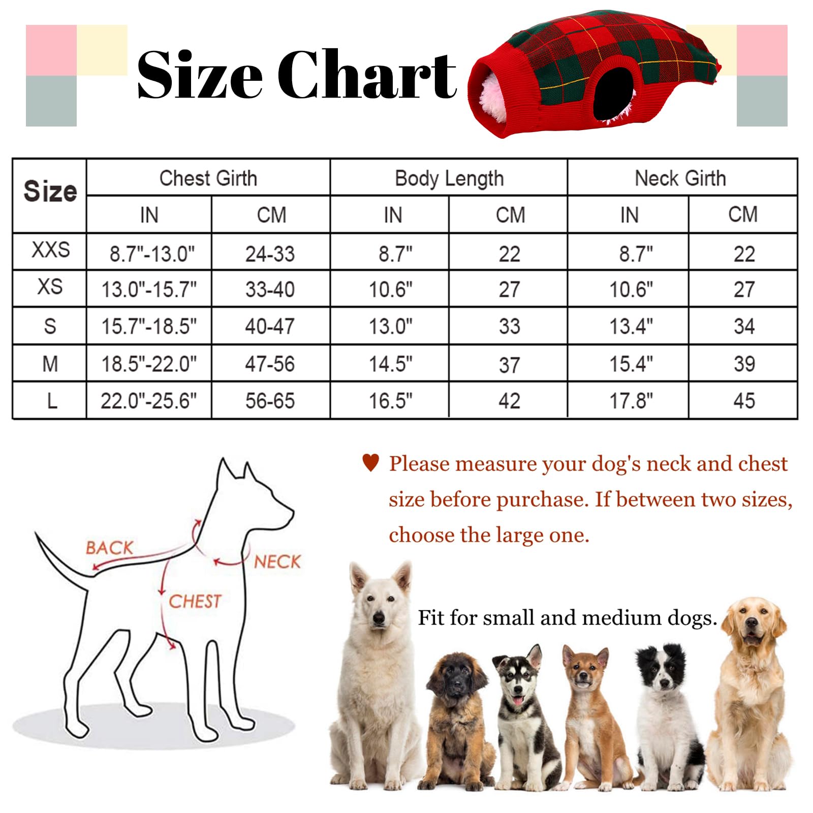 QBLEEV Warm Knit Dog Sweater for Medium Dogs - Soft Winter Pet Sweater Vest for Puppies, Cozy Fall & Christmas Dog Sweatshirt for Small to Medium Dogs - Perfect for Halloween, Christmas Outfits & Cold Weather Protection (Girls & Boys)