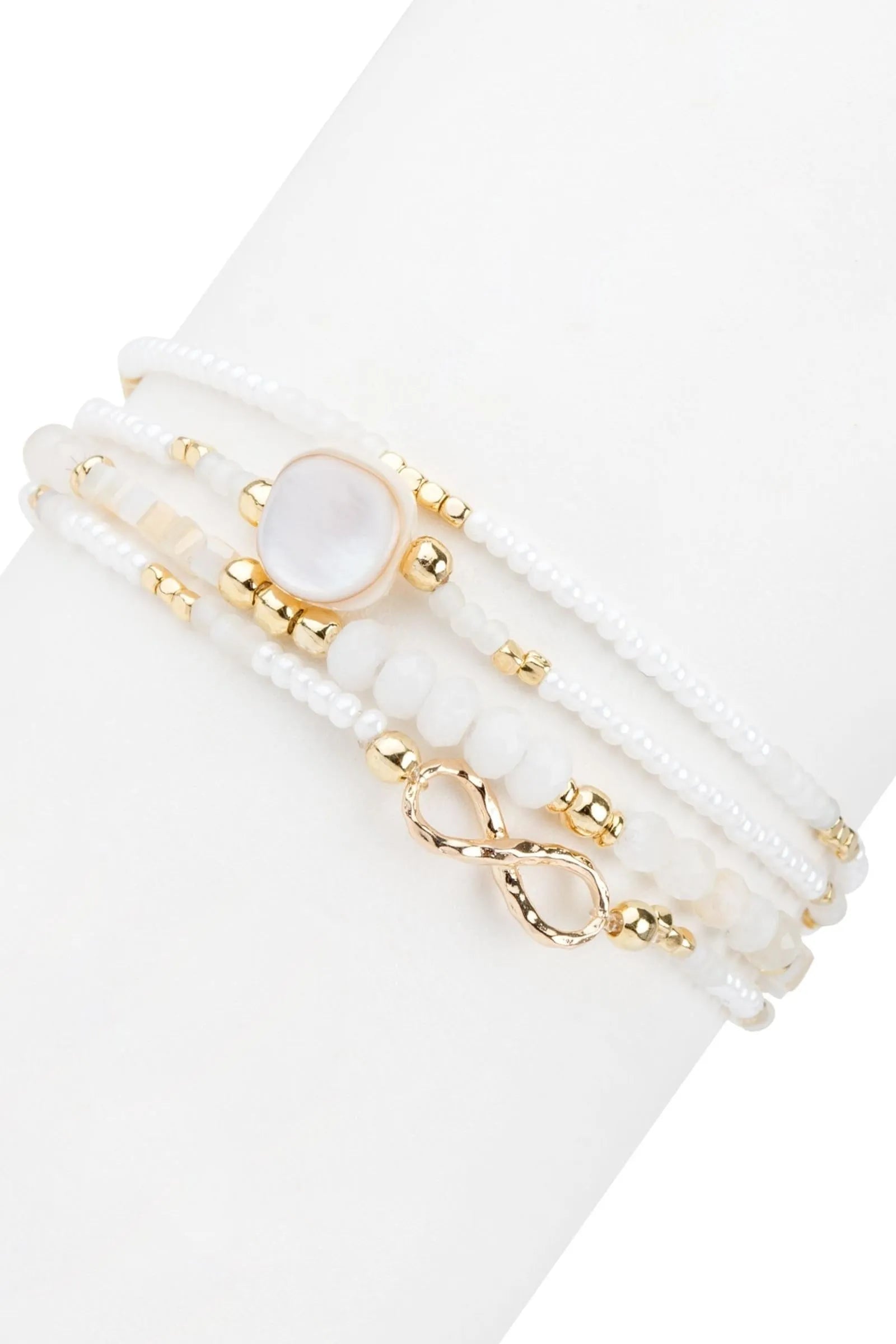 Infinity Beaded Bracelet Set for Women - Elegant Adjustable Crystal Charm Bracelets, Boho Chic Jewelry Gift for Her - Perfect for Parties, Weddings & Everyday Wear