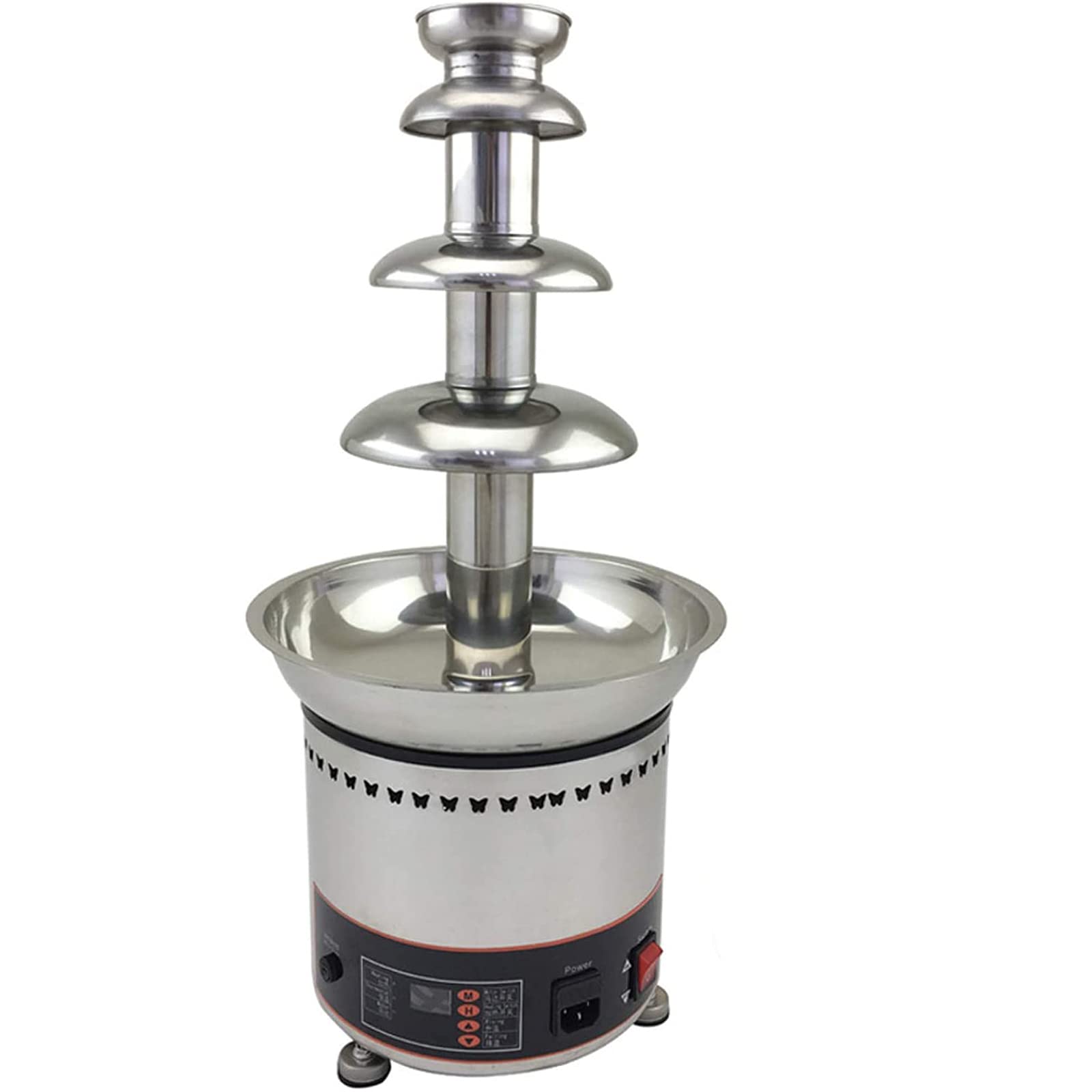 TECHTONGDA 4-Tier Electric Chocolate Fondue Fountain Machine - 6.6lb Stainless Steel Melting Pot with Digital Control (110V) - Perfect for Weddings, Parties, and Catering Events