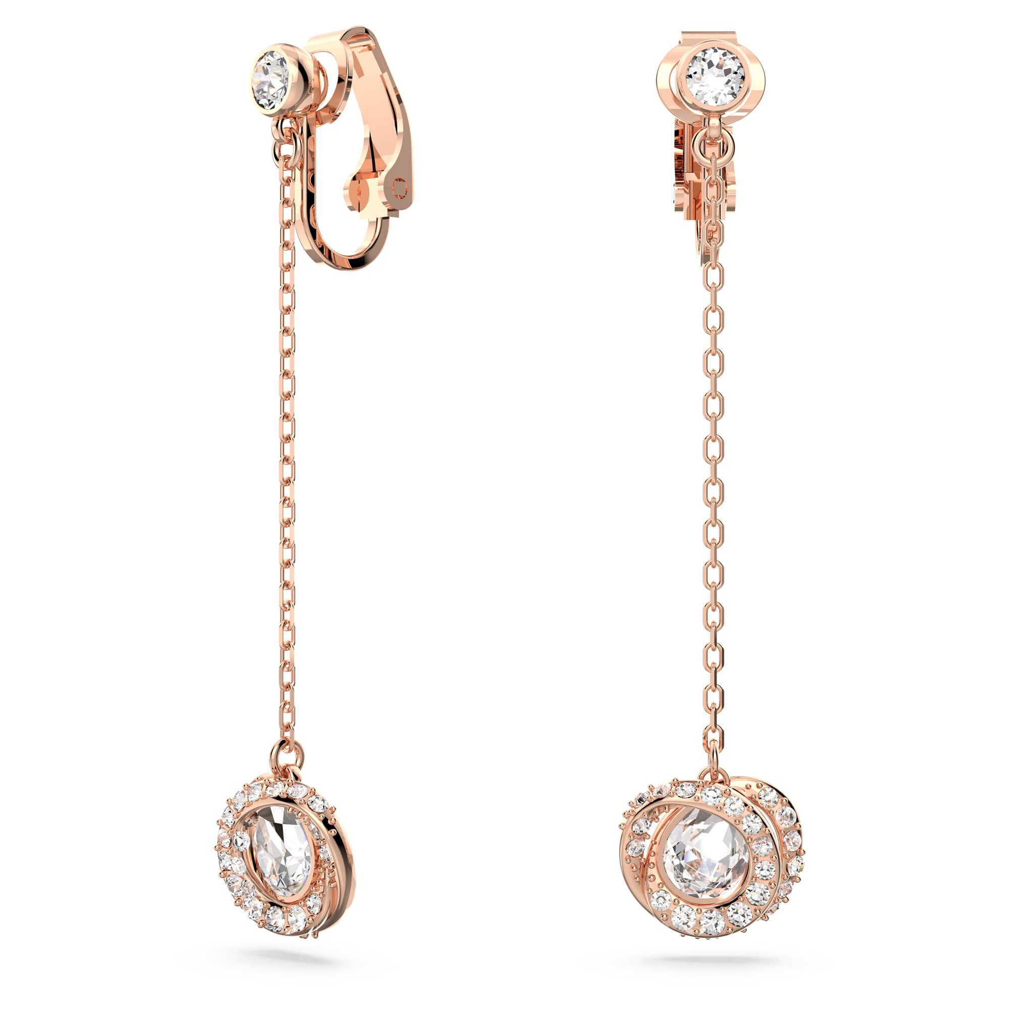 Trendy Generation Clip-On Earrings - Long White Rose Gold Tone Plated for Women | Perfect for Parties, Weddings & Special Occasions