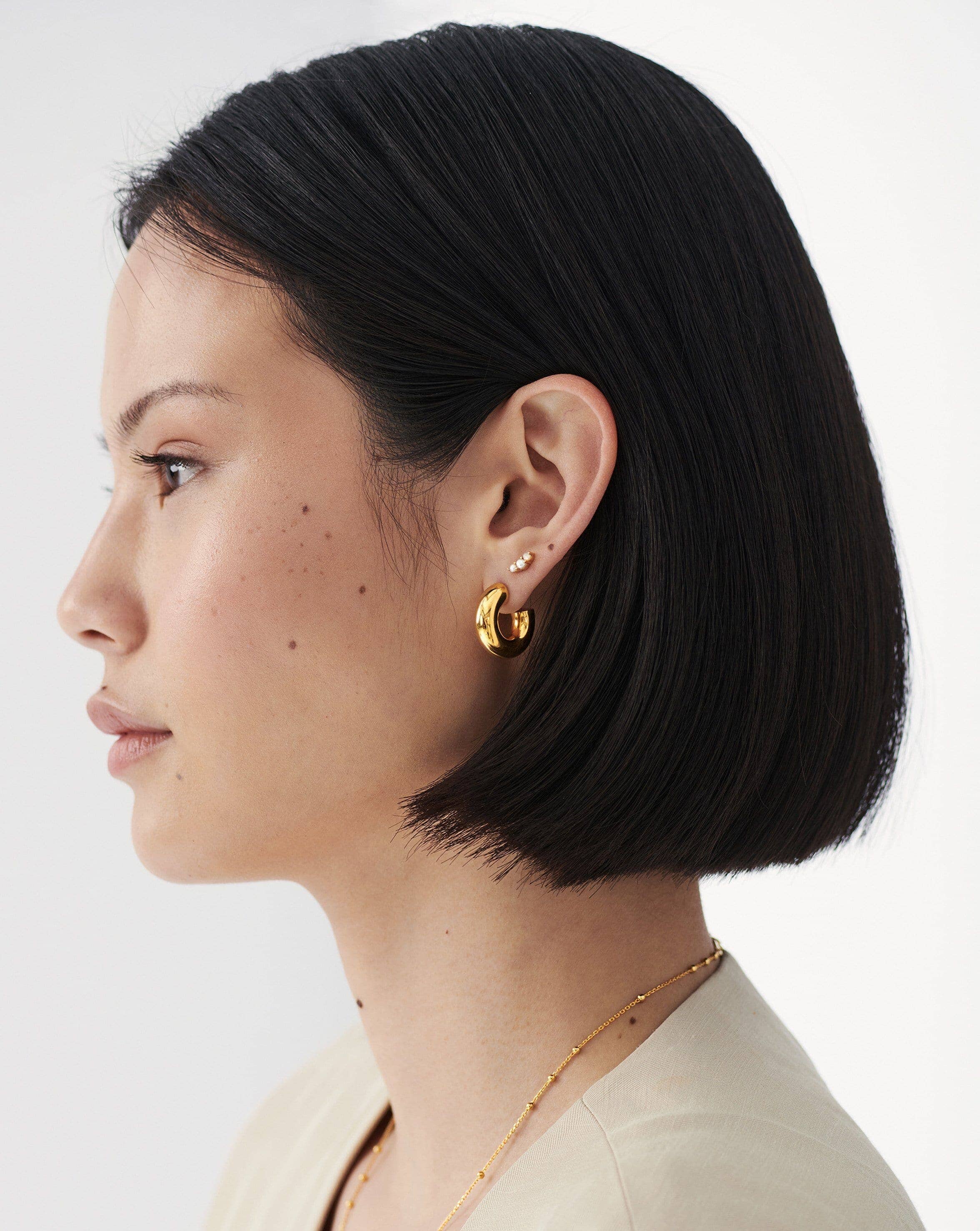 Trendy Trio Stud Earrings Set - Gold, Silver & Rose Gold Hoop Earrings for Women - Perfect for Everyday Wear, Parties & Gifts