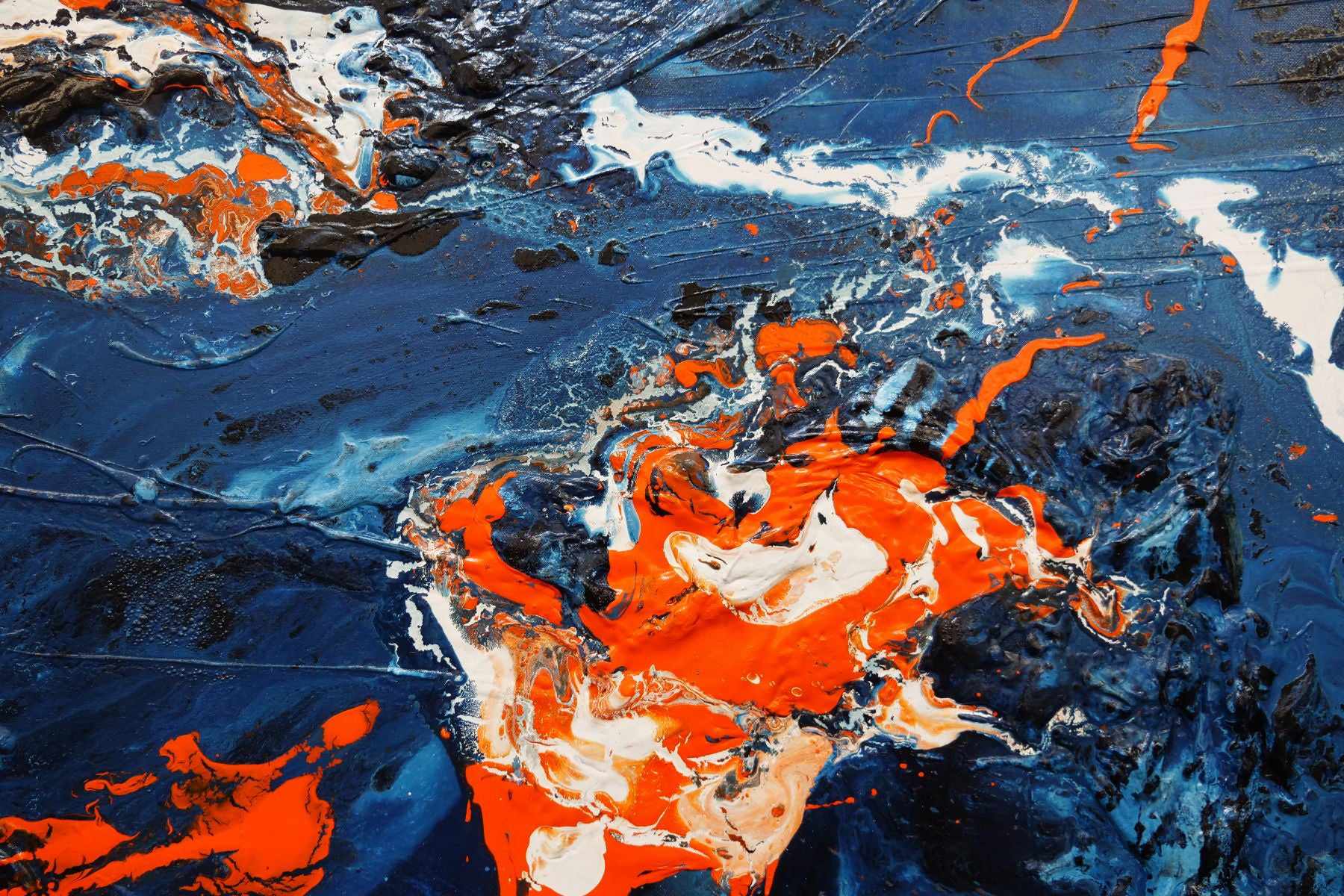140cm x 100cm Orange Blue Textured Abstract Canvas Art Painting - Modern Wall Decor for Living Room, Bedroom, Office | Handmade Contemporary Artwork