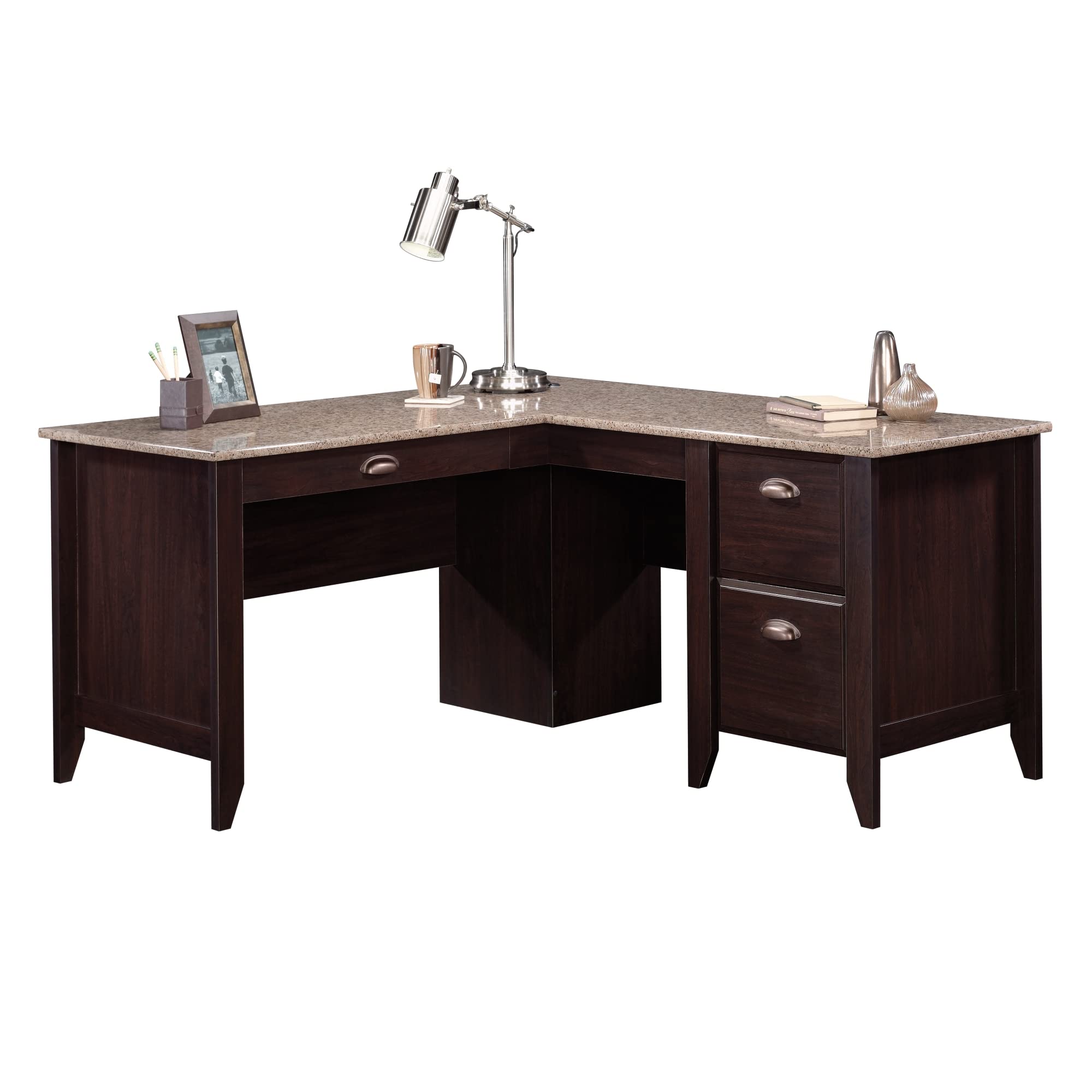 Sauder Samber 60-Inch Wide L-Shaped Transitional Computer Desk in Jamocha Finish - Perfect for Home Office, Gaming Setup & Small Workspaces