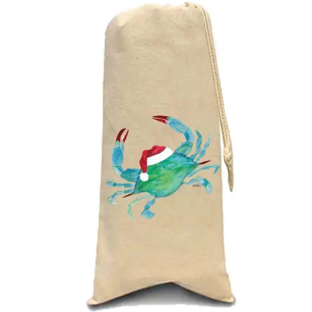 Christmas Clawdia Crab Santa Wine Bag - Festive Holiday Wine Bottle Holder for Christmas Parties & Gifts
