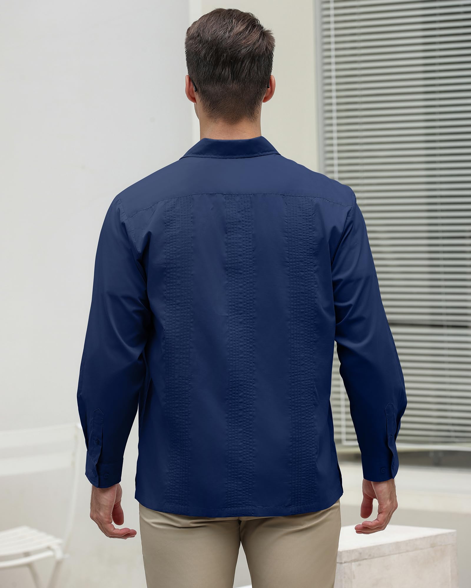 Men's Guayabera Shirts - Cuban Style Long Sleeve Mexican Shirt for Casual Wear & Summer Vacation | Perfect for Beach Weddings, Tropical Parties & Latino Events