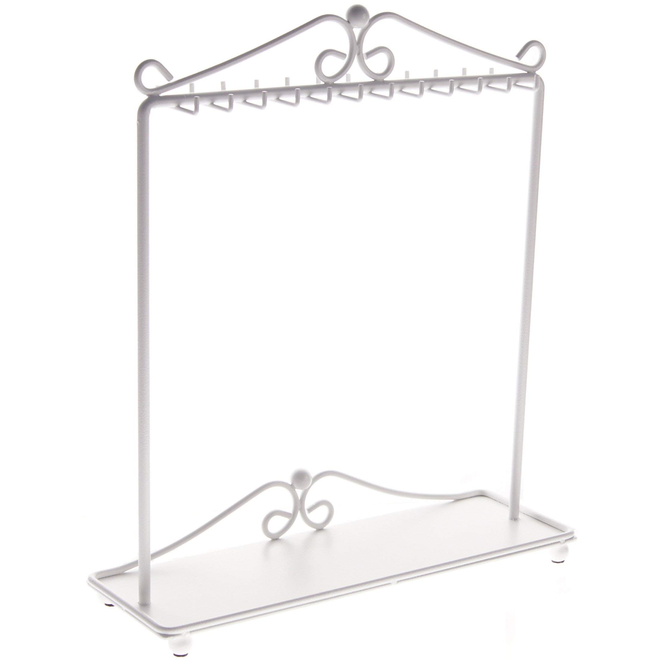 Freestanding Jewelry Organizer Stand - Tall Necklace Holder & Bracelet Display Rack for Long Chains (Calla White) - Perfect for Bedroom Dresser, Closet & Vanity Organization