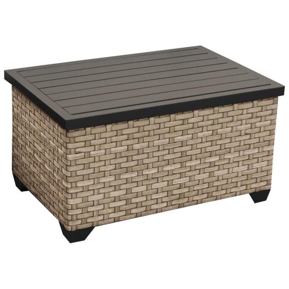 BOWERY HILL Wicker Storage Coffee Table - Outdoor Rattan Side Table with Hidden Compartment | Perfect for Patio, Garden, Porch & Living Room Decor