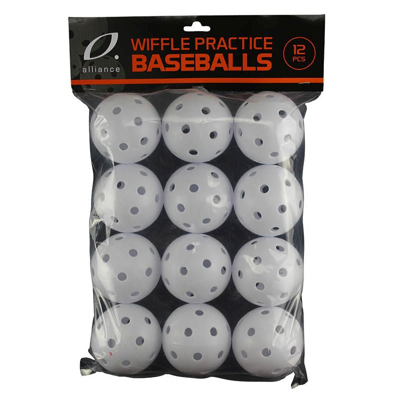 Alliance 12-Pack Wiffle Baseballs - Lightweight Plastic Practice Balls for Backyard, Park & Indoor Training | Perfect for Kids, Beginners & Casual Play