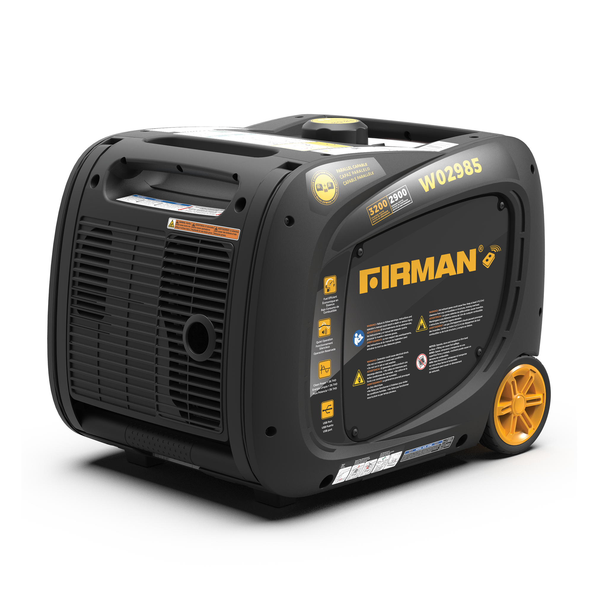 3200W Portable Inverter Generator with Remote Start - Perfect for Camping, RV Trips & Emergency Power Backup