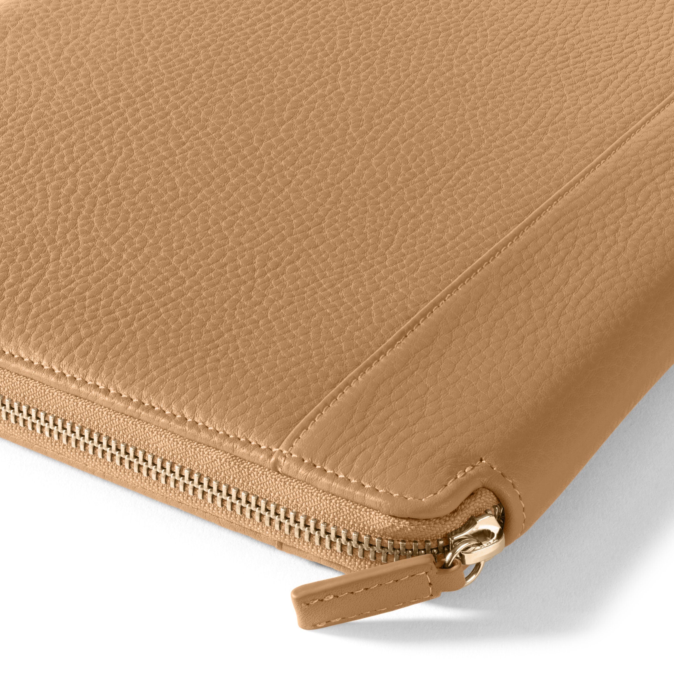 Premium Leather Executive Zippered Portfolio Briefcase - Professional Business Document Organizer for Office, Meetings & Travel - Camel Brown