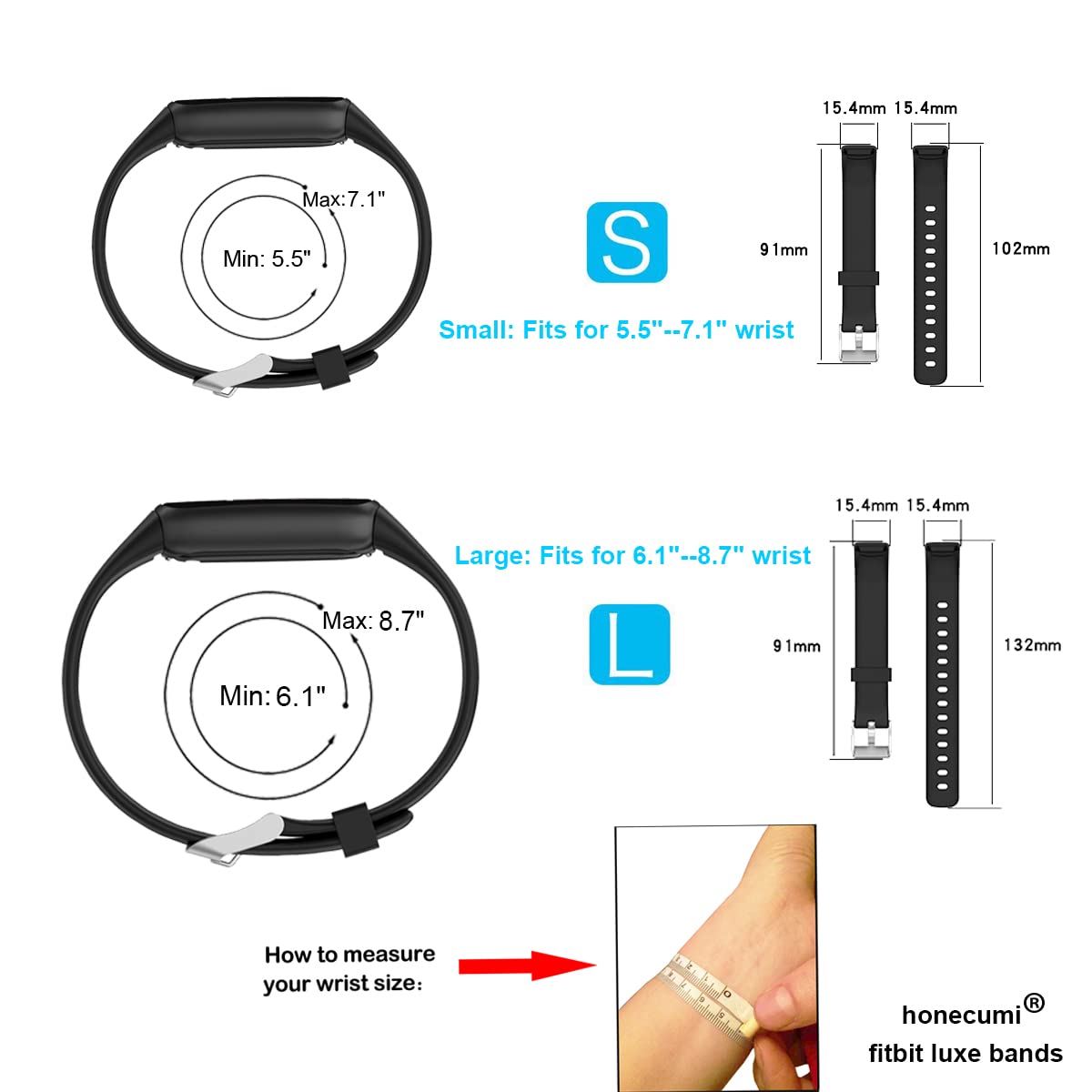 Premium 3-Pack Silicone Replacement Bands for Fitbit Luxe - Sport Wrist Strap with Metal Buckle for Men & Women (Large Size) - Perfect for Workouts, Running & Everyday Wear