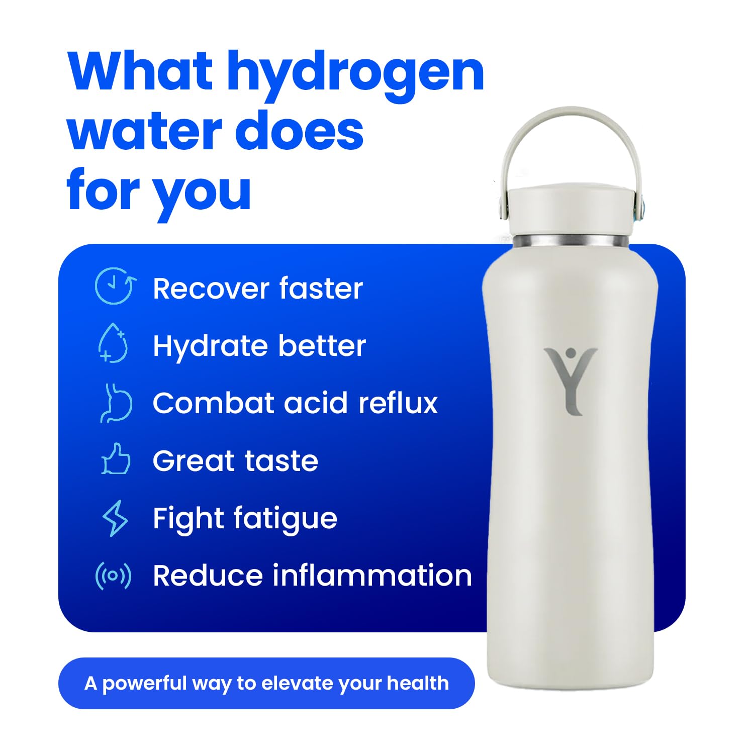 DYLN Alkaline Water Bottle - Portable Hydrogen Water Generator for pH 9.5 Alkaline Water | Vacuum Insulated Stainless Steel Keeps Drinks Cold 24 Hours | Perfect for Gym, Hiking & Travel Hydration