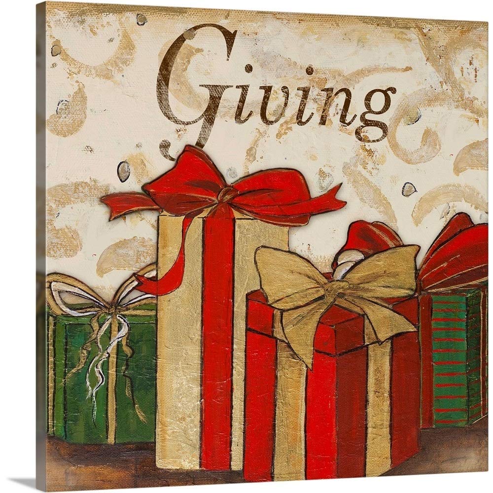 CANVAS ON DEMAND 2-Piece Giving and Sharing Canvas Wall Art Print Set - Christmas Wrapped Presents Design, Festive Holiday Home Décor for Living Room, Bedroom & Office