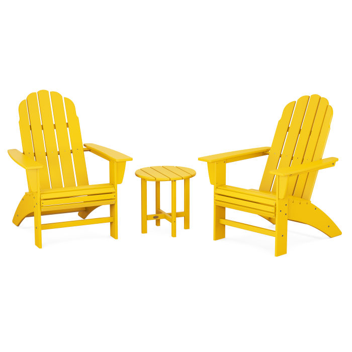 POLYWOOD Vineyard 3-Piece Curveback Adirondack Chair Set - Outdoor Patio Furniture for Garden, Poolside & Backyard Relaxation
