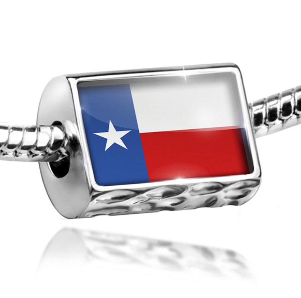 Charm Texas Flag Bead - Compatible with All European Bracelets, Neon Colors - Perfect for State Pride Jewelry & DIY Bracelet Making