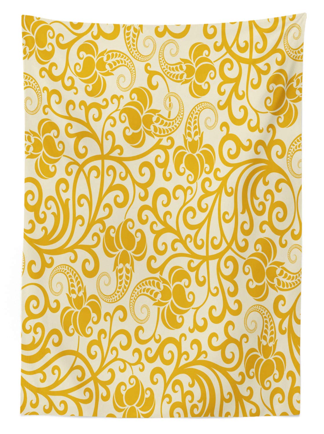 Ambesonne Art Nouveau Outdoor Tablecloth - Rococo Style Floral Design with Spring Blooms, Branches & Leaves - Boho Decorative Washable Picnic Table Cover 58