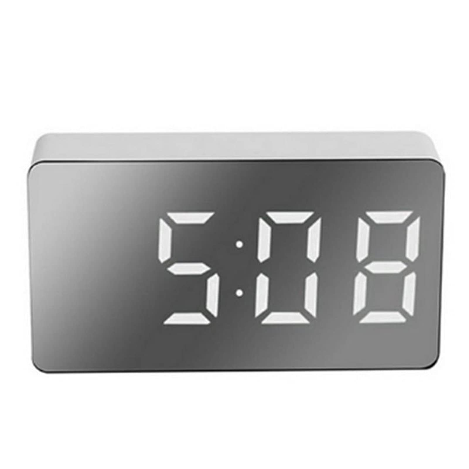 Multifunctional LED Mirror Digital Alarm Clock with USB Charger - White | Perfect for Bedroom, Living Room & Office | Wake Up Light & Temperature Display