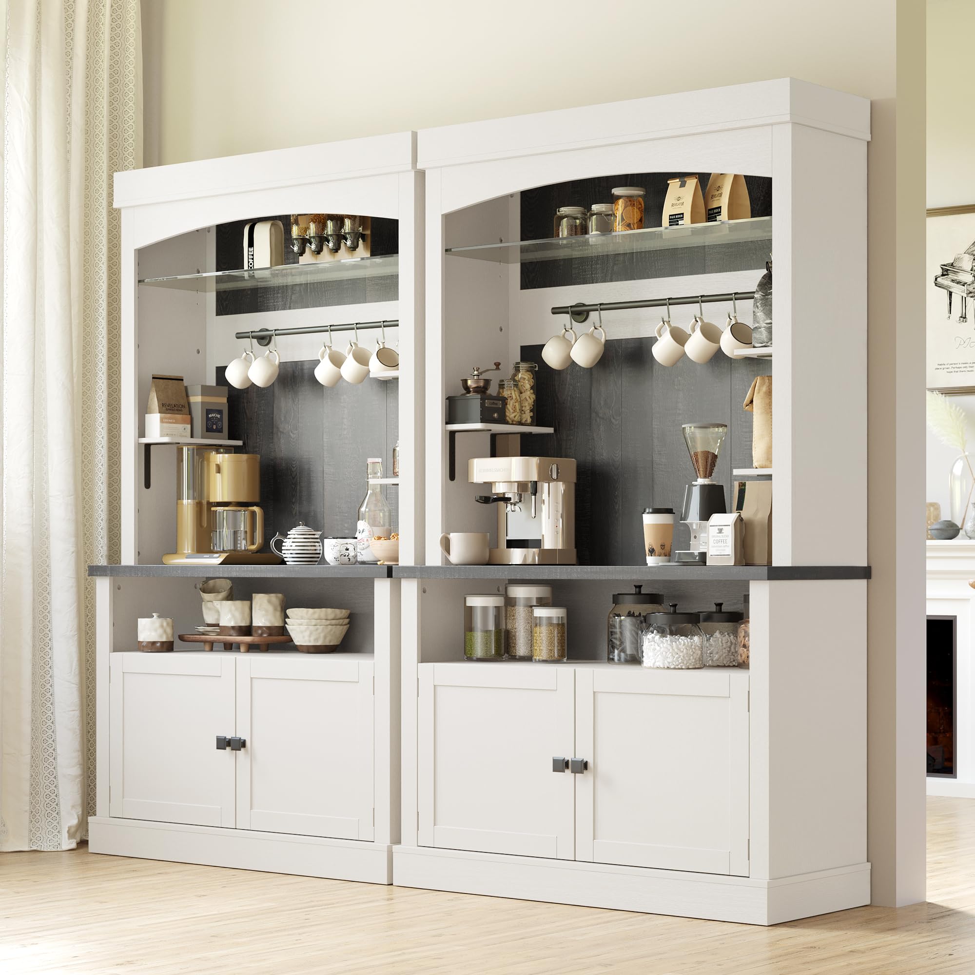 Farmhouse Coffee Bar Cabinet with Storage - 72