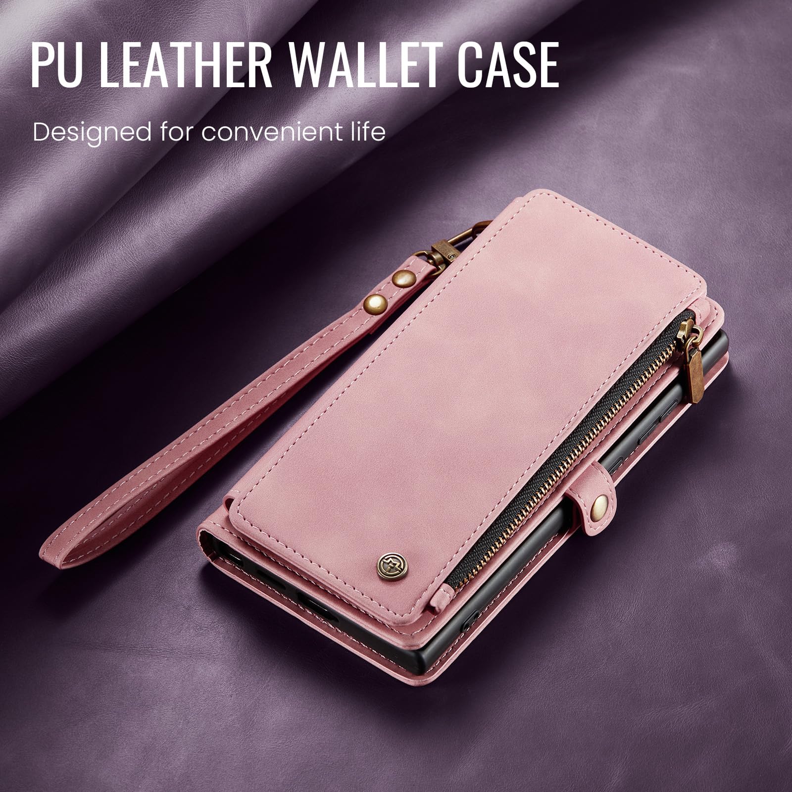 Samsung Galaxy A15 5G Case with RFID Blocking & Card Holder - PU Leather Flip Wallet for Women & Men, Rose Pink - Perfect for Travel & Daily Use