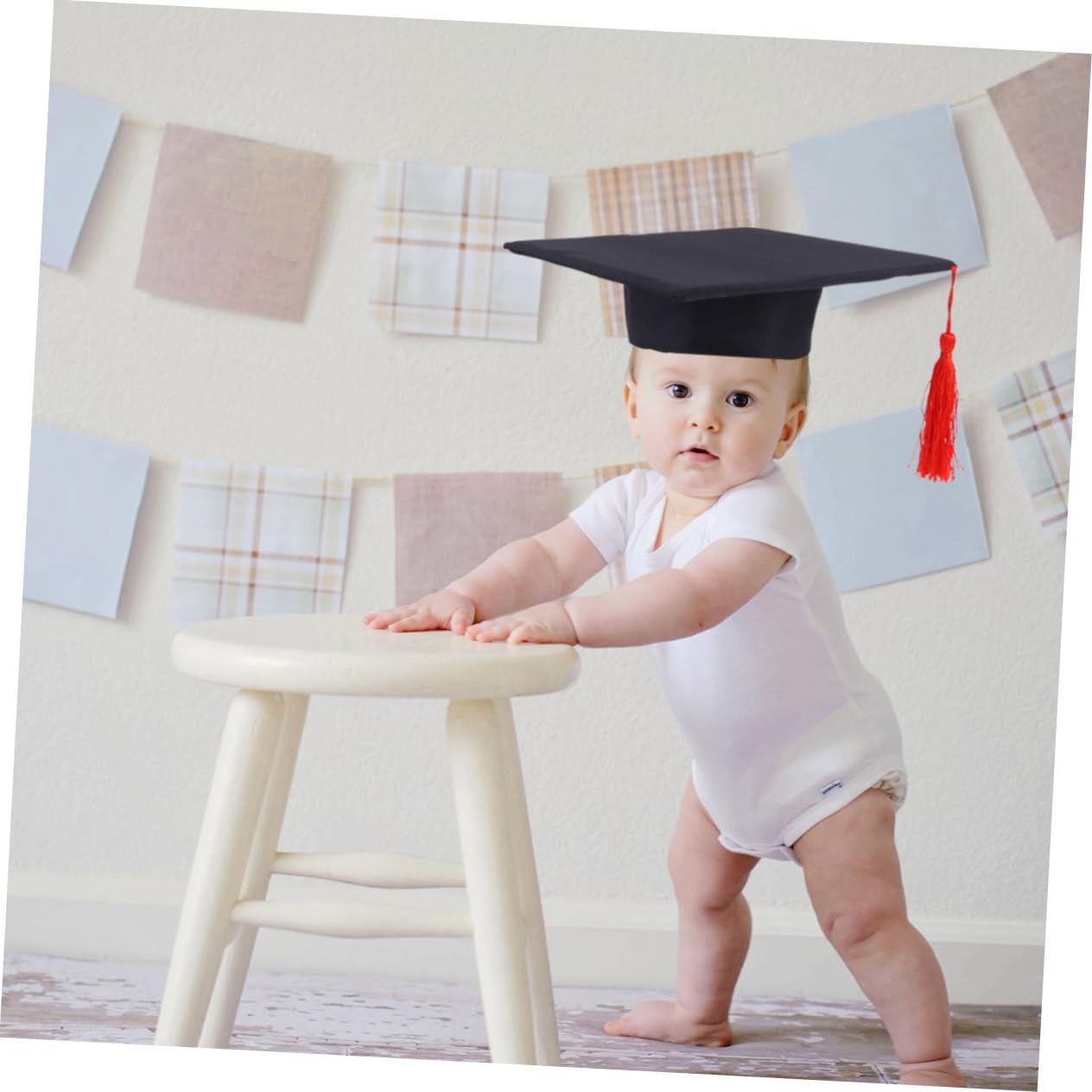 NOLITOY Newborn Baby Doctor Hat - Black Infant Photo Prop Cap for 3 Month Old | Perfect for Cosplay, Photography & First Birthday Pictures