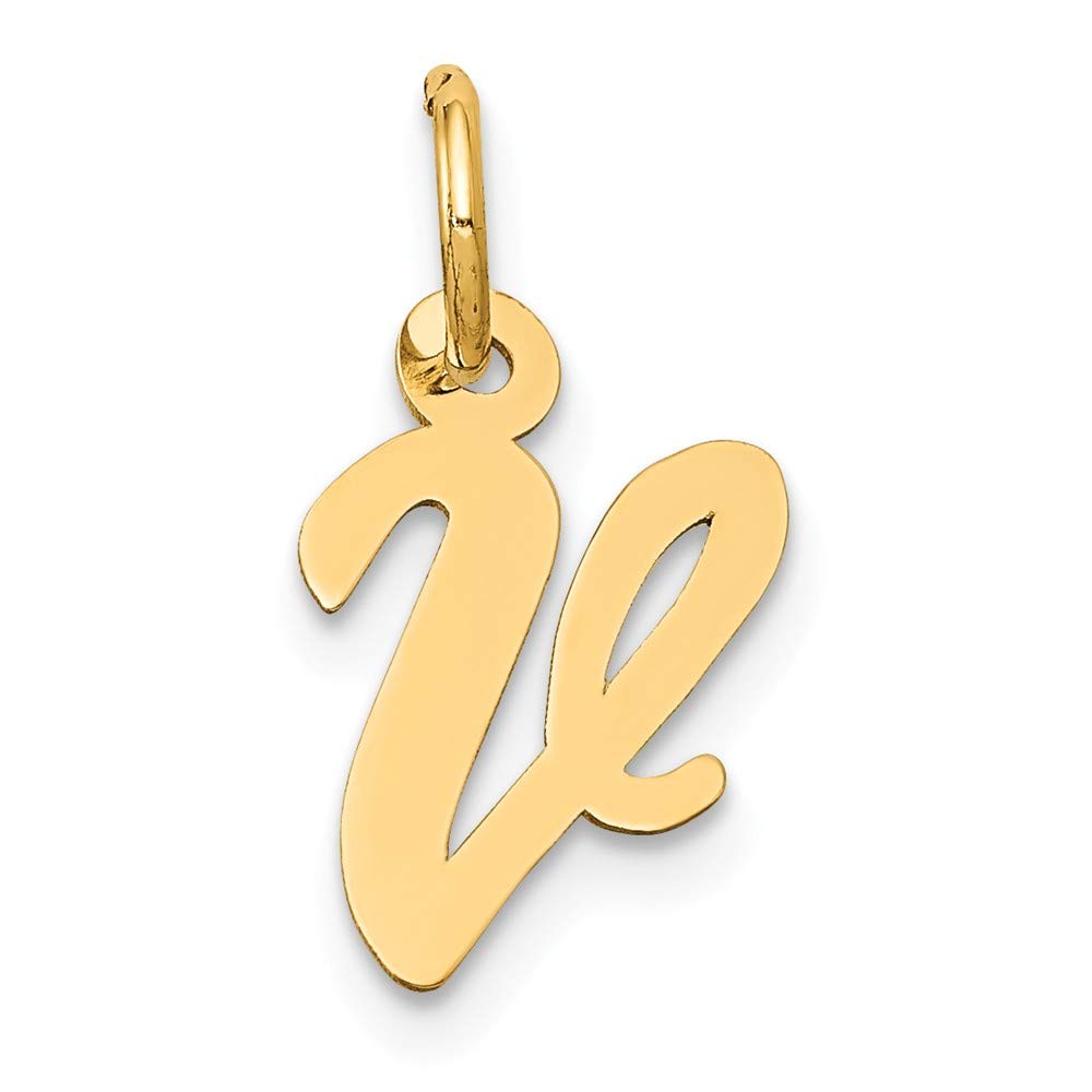 14K Yellow Gold Small Script Initial V Charm Necklace - Personalized Letter V Pendant for Women - Perfect for Gifts, Birthdays & Anniversaries