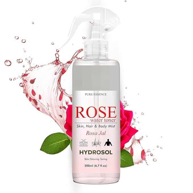 Organic Rose Water Toner 200ml - Hydrating Facial Mist for Dry & Sensitive Skin | Natural Skincare for Glowing Complexion | Perfect for Daily Use, After Sun Care & Makeup Setting