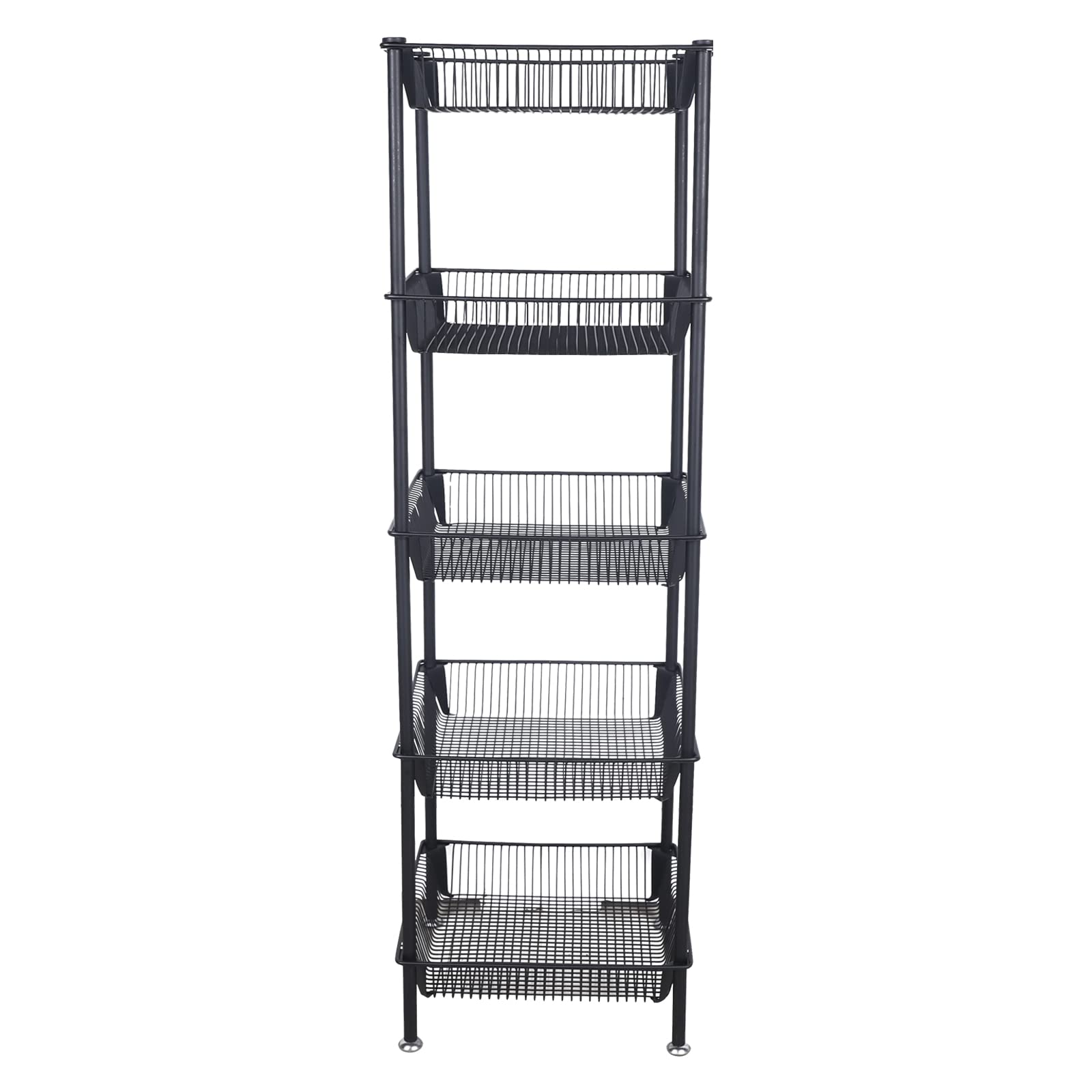 5-Tier Rolling Storage Cart with Lockable Wheels - Multifunctional Metal Organizer for Fruits, Tissues & Kitchen Supplies | Portable Freestanding Shelf for Home, Office & Pantry Organization
