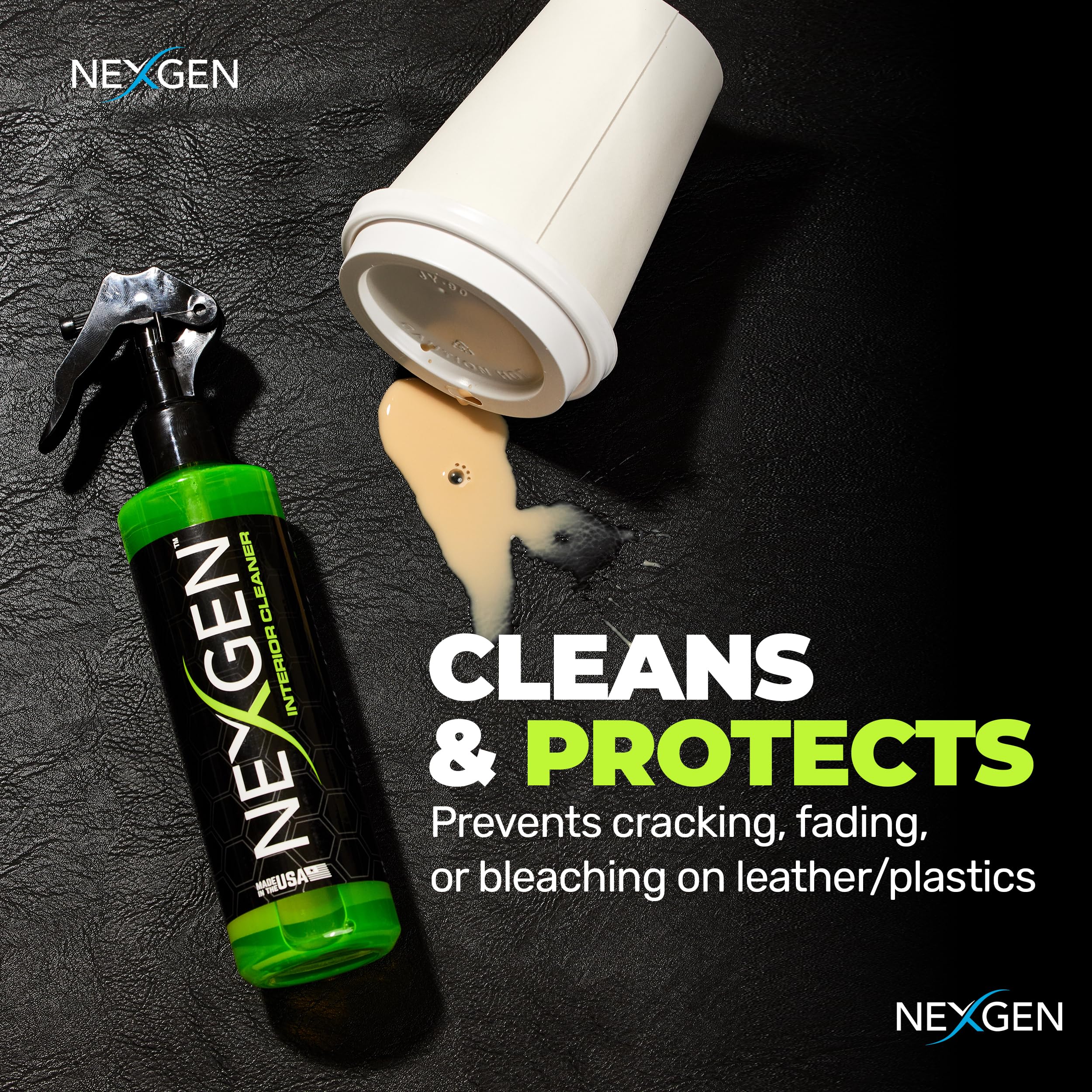 Nexgen Interior Cleaner (8oz) - UV Protection & Residue-Free Professional Finish - Car Detailing Supplies for Leather, Dashboard, Glass & Upholstery - Perfect for On-The-Go Cleaning & Car Interior Maintenance