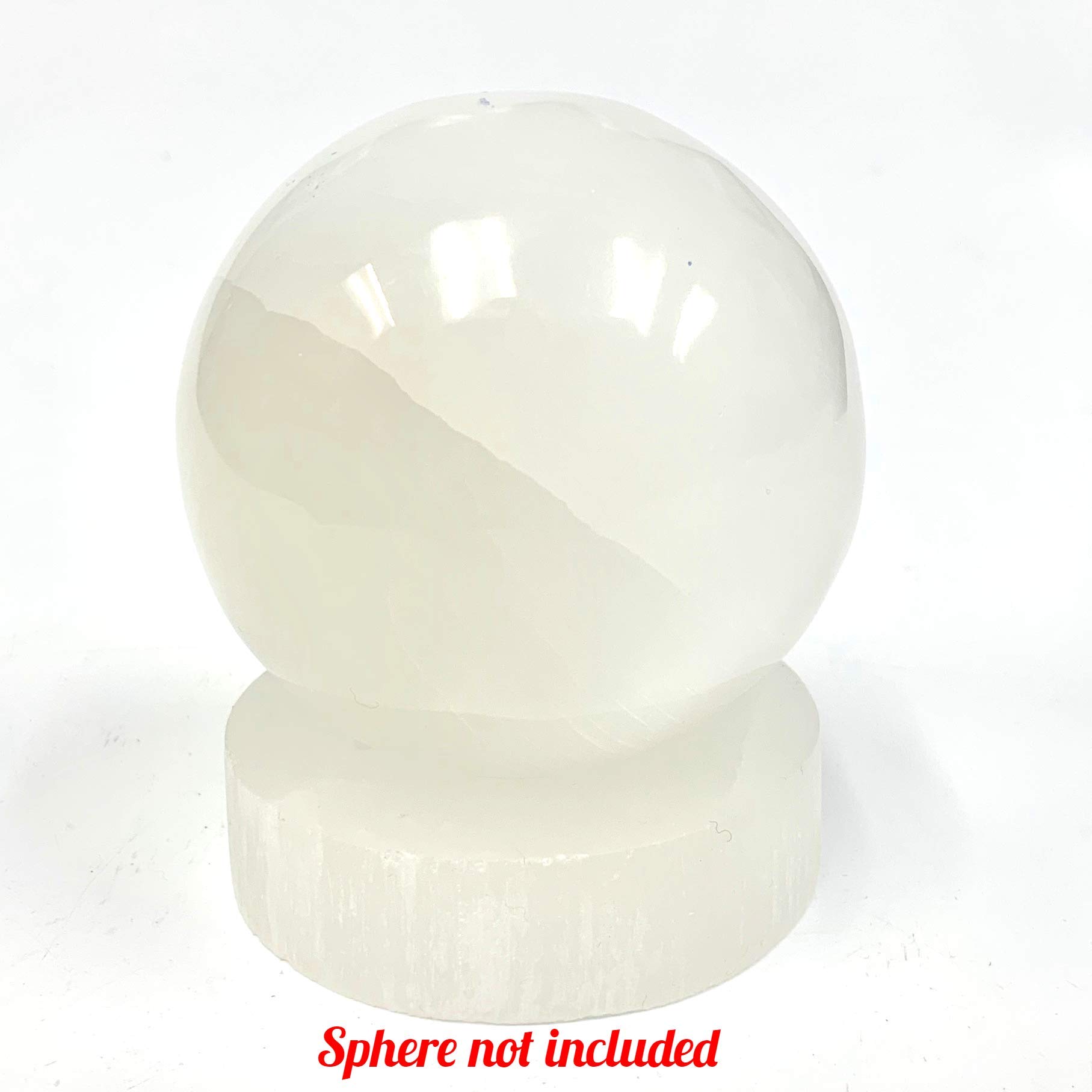 Round Cleansing Charging Plate Selenite Square with Bonus Crystal Ball Stand for Spheres, Balls, and Eggs (2.85