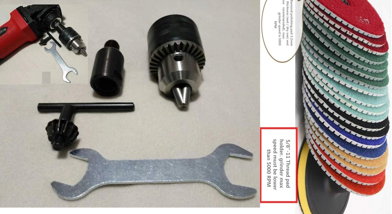 5/8-11 Thread Angle Grinder Drill Bit Chuck with 4