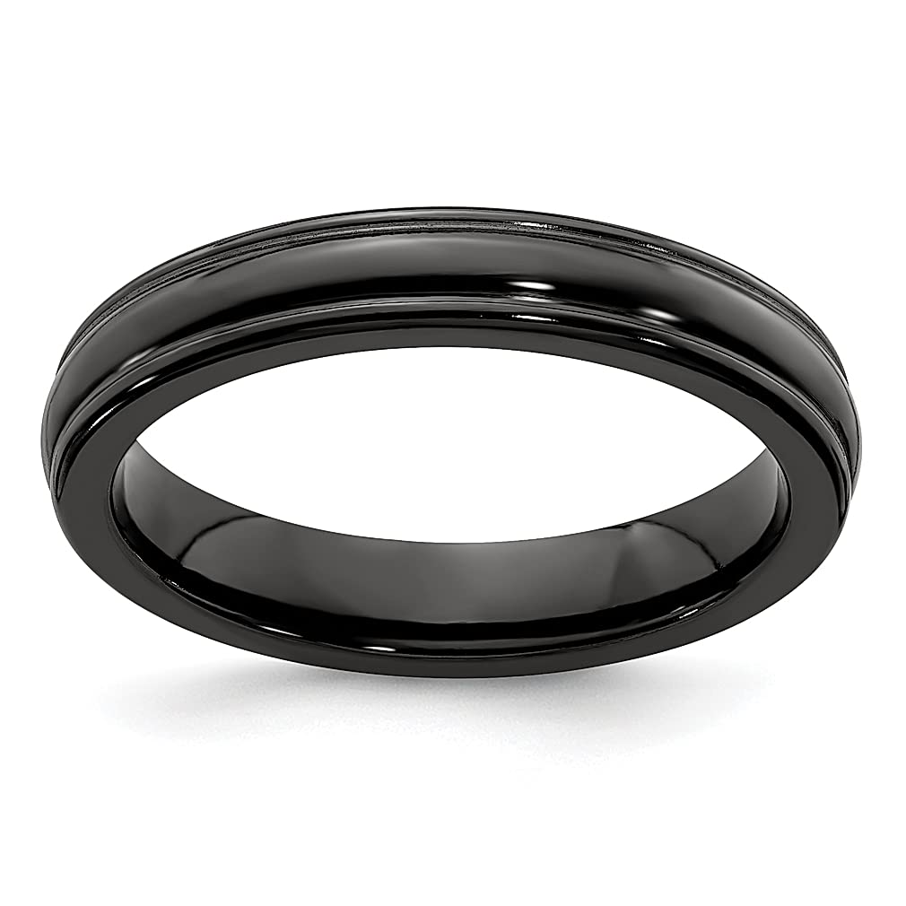 Edward Mirell Titanium Black Triple Domed 4mm Wedding Band for Men - Classic Grooved Edge Ring, Durable & Comfortable Jewelry Gift for Dad, Husband, Boyfriend - Perfect for Weddings, Anniversaries & Special Occasions