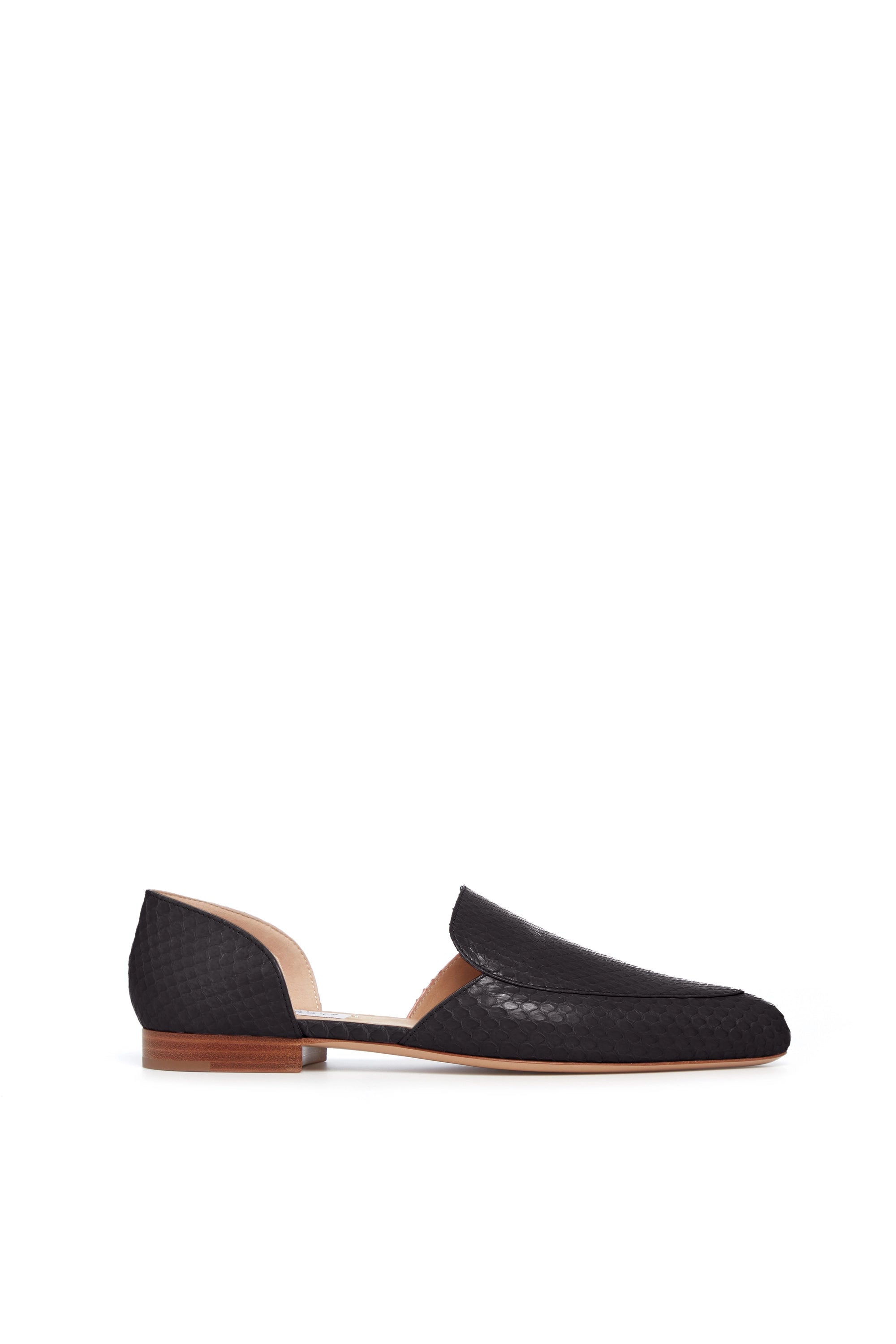 Jax Flat Shoe in Black Snakeskin - Comfortable Women's Slip-On Loafers for Work, Travel & Casual Wear