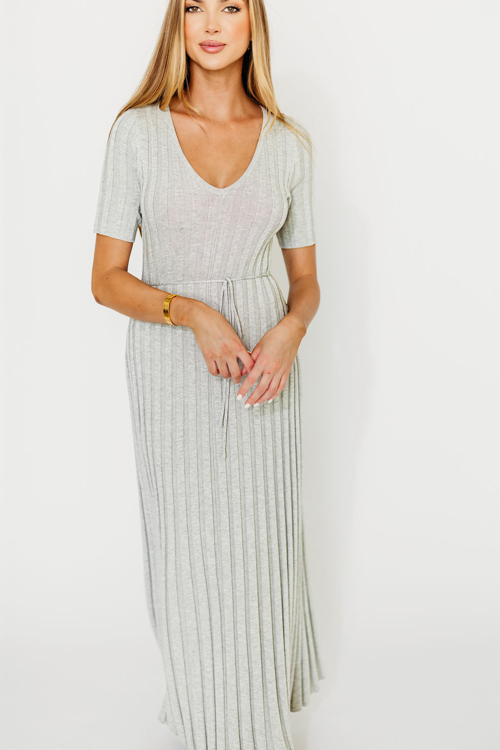 Oakley Ribbed Maxi Dress for Women - Soft Heather Grey Maternity Dress, Bump Friendly, Stretchy & Comfortable - Perfect for Pregnancy, Nursing, and Everyday Wear