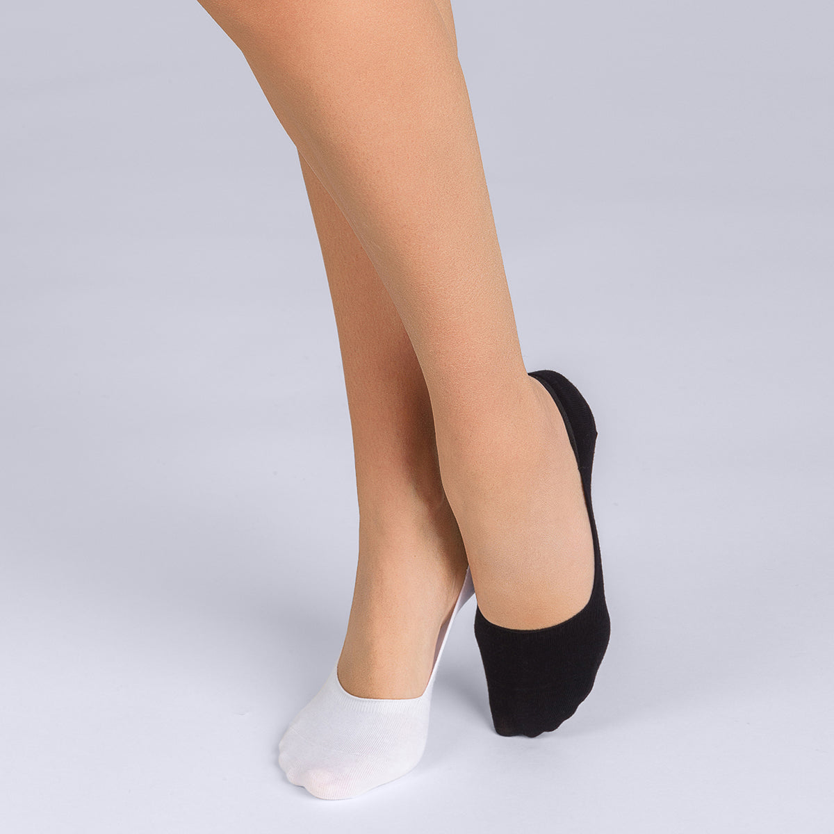 2 Pairs Women's Basic Black & White Cotton Foot Protectors - Soft & Breathable for Daily Wear, Slippers, and Home Comfort
