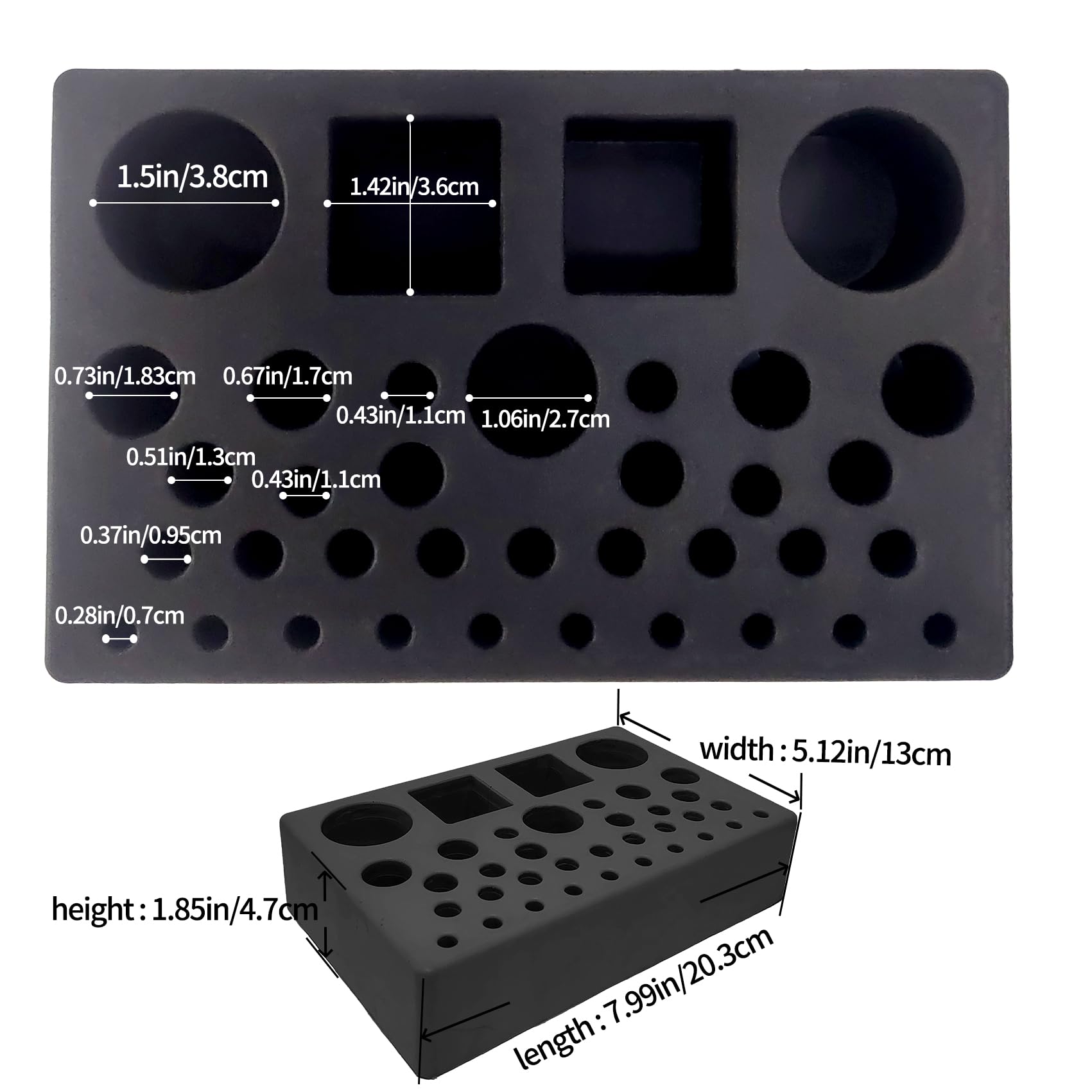 Black & Gray Fly Tying Desktop Storage Rack - High Density Foam Tool Holder & Organizer for Fishing Pliers, Fly Tying Tools - Perfect for Fly Tying Workstation, Fishing Gear Storage, and Craft Organization