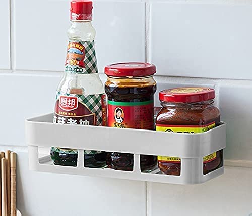 Kiaani Krupa Multipurpose Wall Mount Bathroom Corner Shelf & Rack - No Drill Adhesive Sticker Support - 2 Shelves & 2 Soap Dishes - Polished Plastic & Metal - Perfect for Bathroom, Kitchen, Shower Organization & Storage