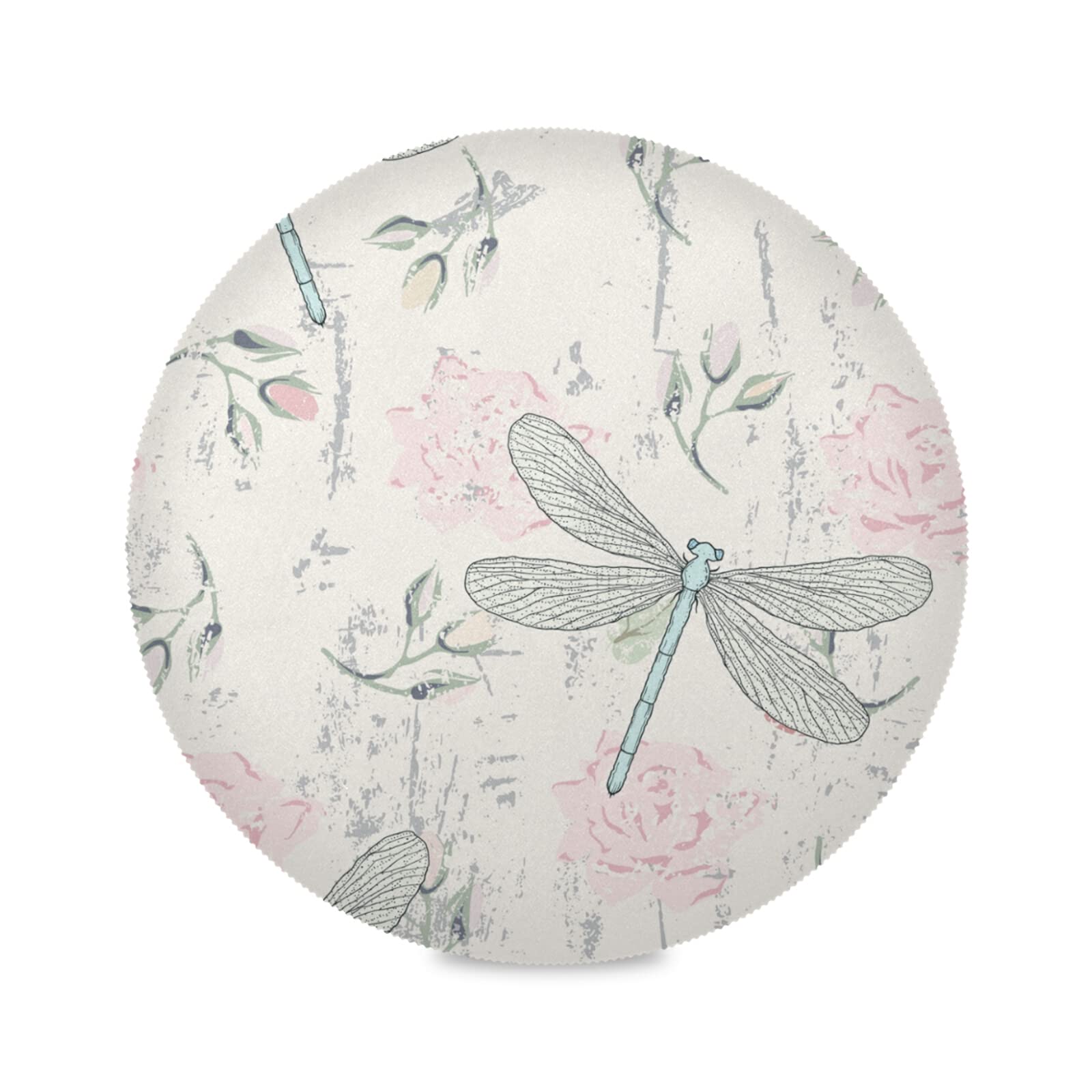 Xigua Round Heat-Resistant Placemats Set of 6 - Washable & Stain-Resistant Dragonfly Design Table Mats for Dining & Kitchen - Perfect for Everyday Meals, Dinner Parties & Home Decor
