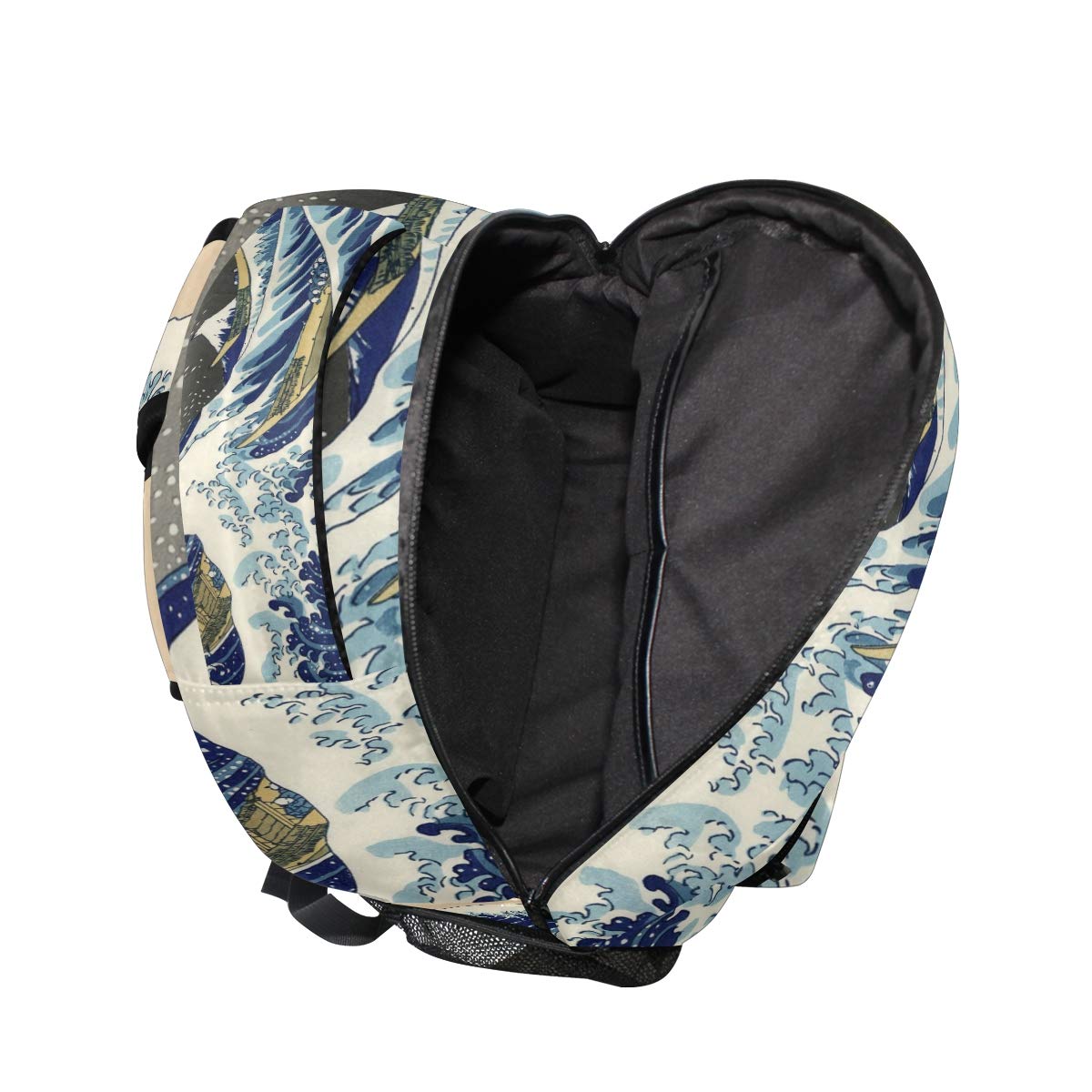 Premium WIHVE School Backpack - Great Wave Kanagawa Design Bookbag, Durable Travel Rucksack for Students & Commuters - Perfect for School, College, Work & Outdoor Adventures (One Size)