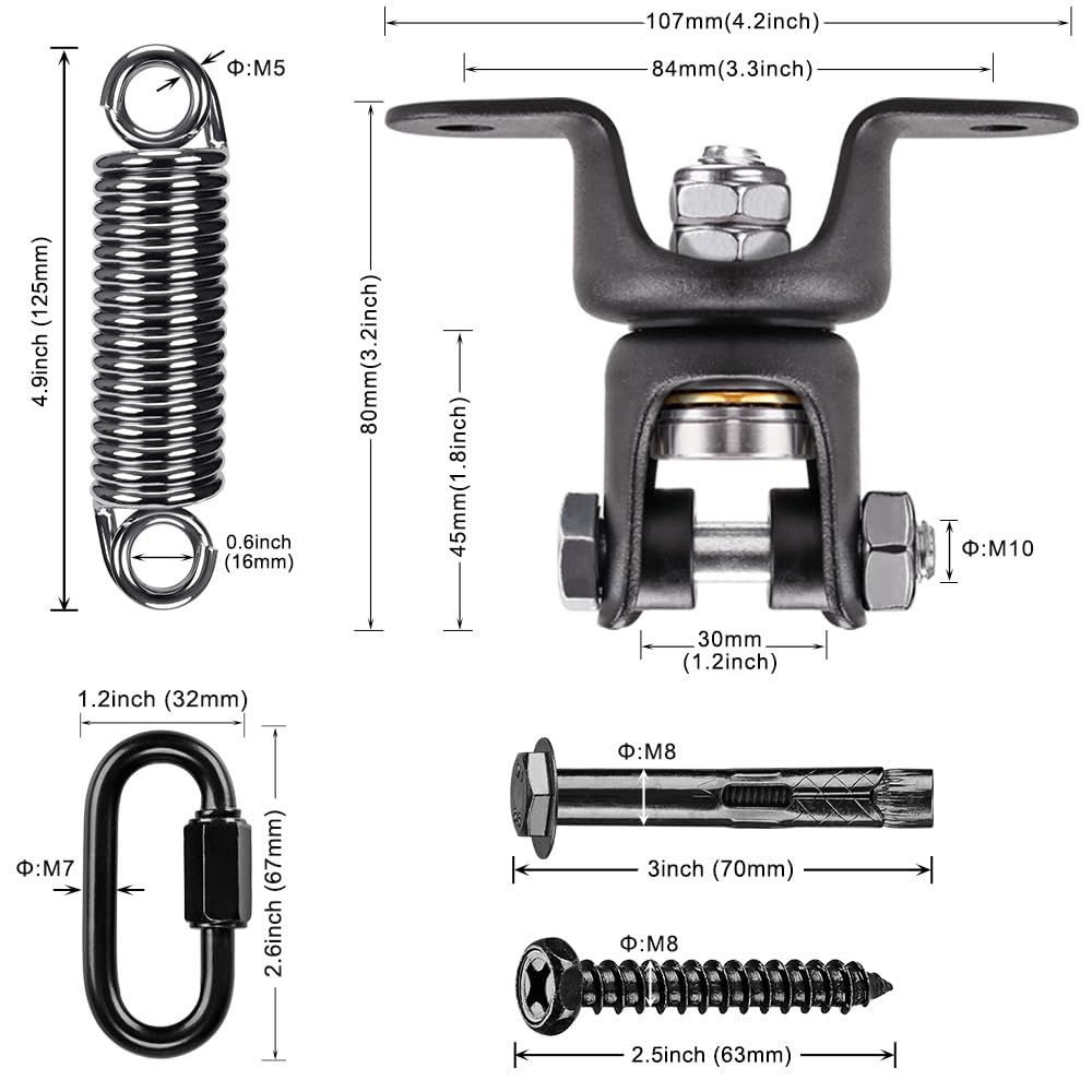 Heavy Duty Boxing Bag Hanger with Spring - 360° Swivel Mount for Punching Bags, Easy Installation | Perfect for Home Gyms, Boxing Training & Martial Arts Practice
